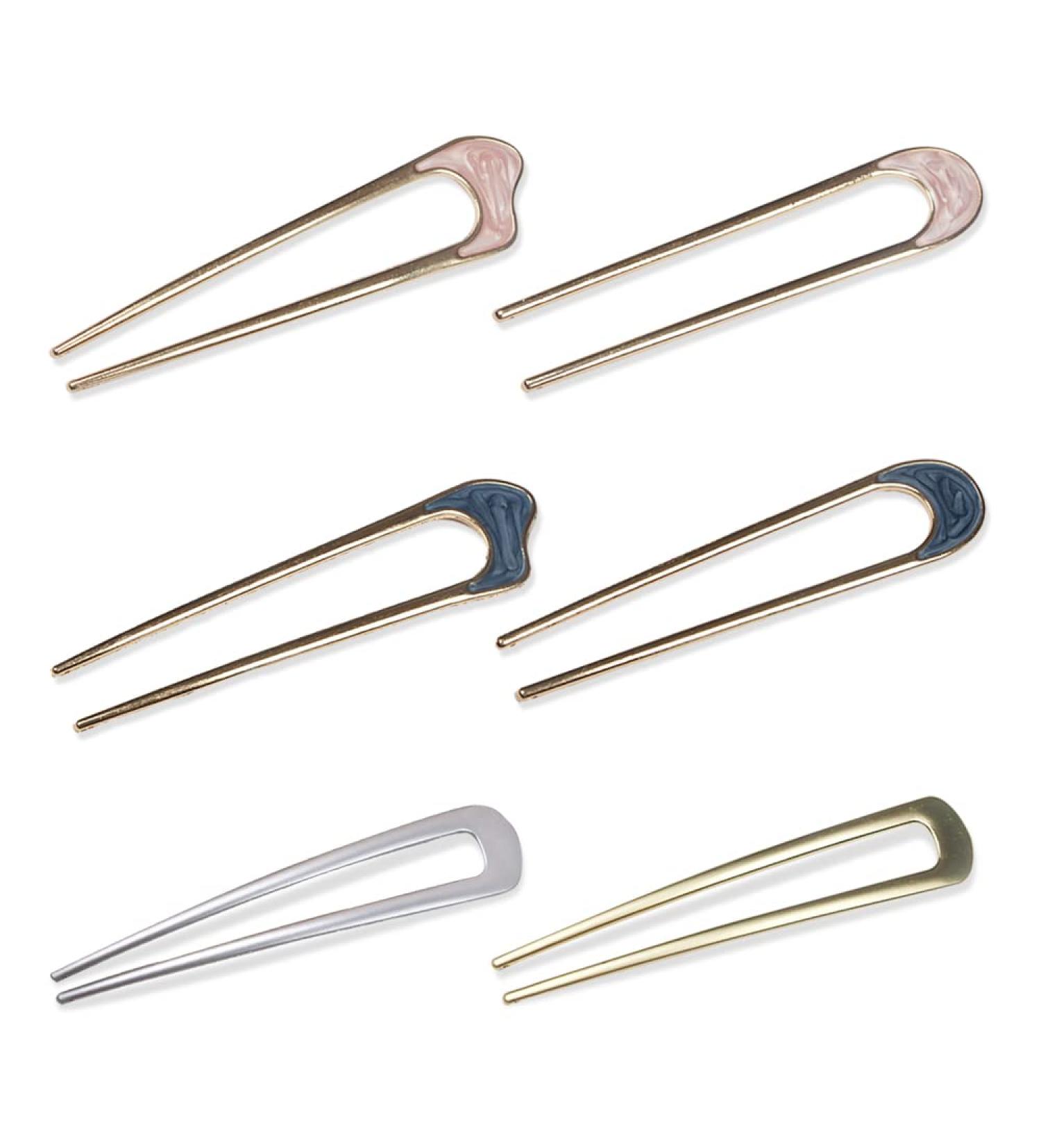 6 Pieces Metal U Shaped Hairpins French Hair Pin Hair Chignon Pins Metal Hair Pin Fork Sticks 2 Prong Bun Hairstyle Accessories for Women 6Pcs Gold silver - Buy Online on SooperMarket.com