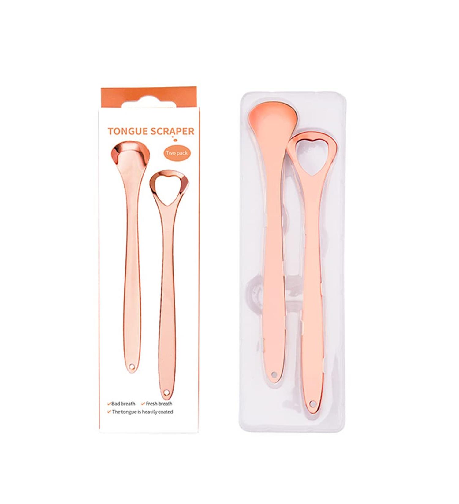 Buy Premium 2-Piece Stainless Steel Tongue Scraper Set - Versatile Schaber Tools for Effective Stain Removal | International Shipping Available - Buy Online on SooperMarket.com