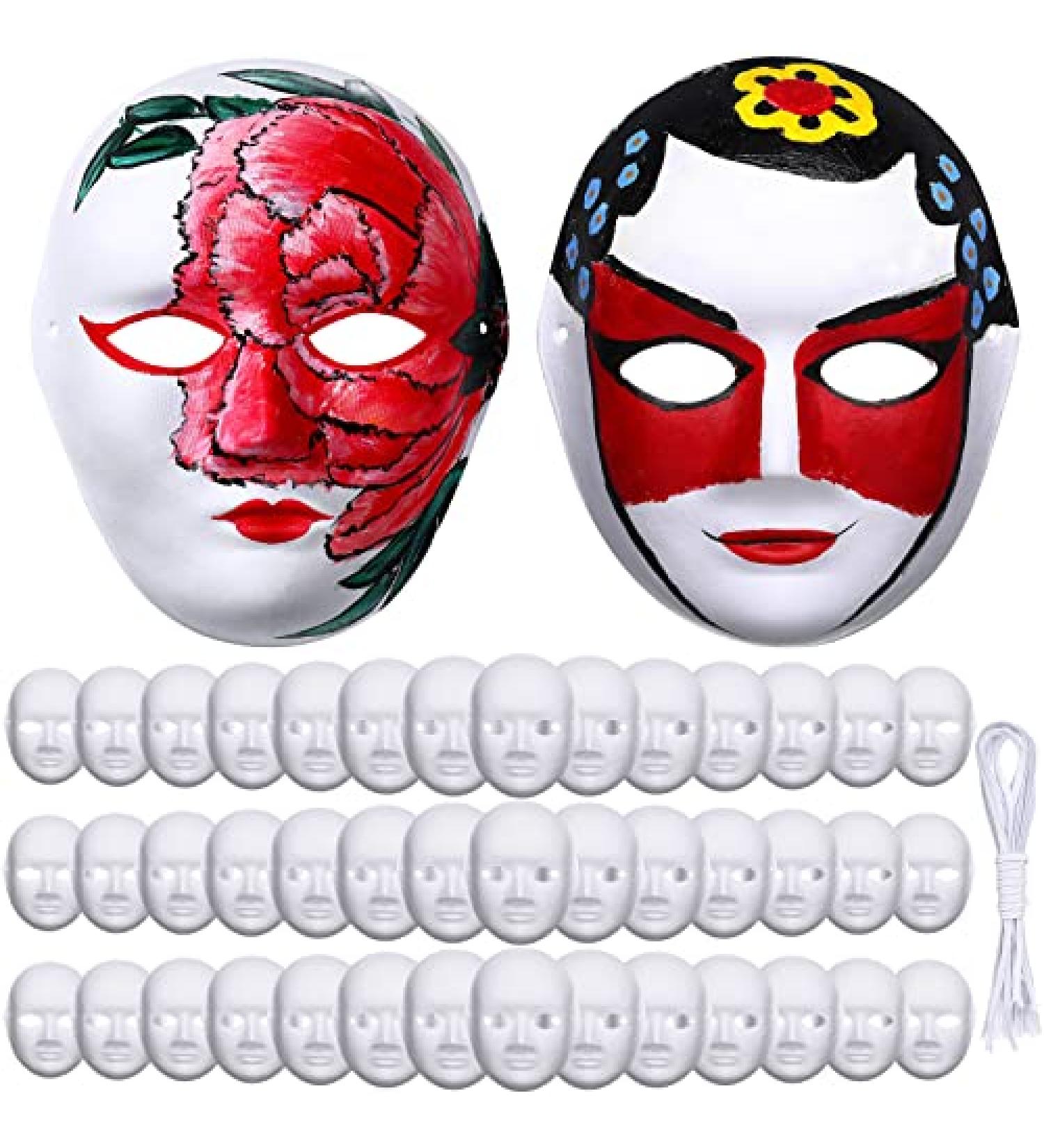 50-Piece White Plain Paper Mache Masks for DIY Masquerade Halloween Costume Crafts - Buy Online on SooperMarket.com