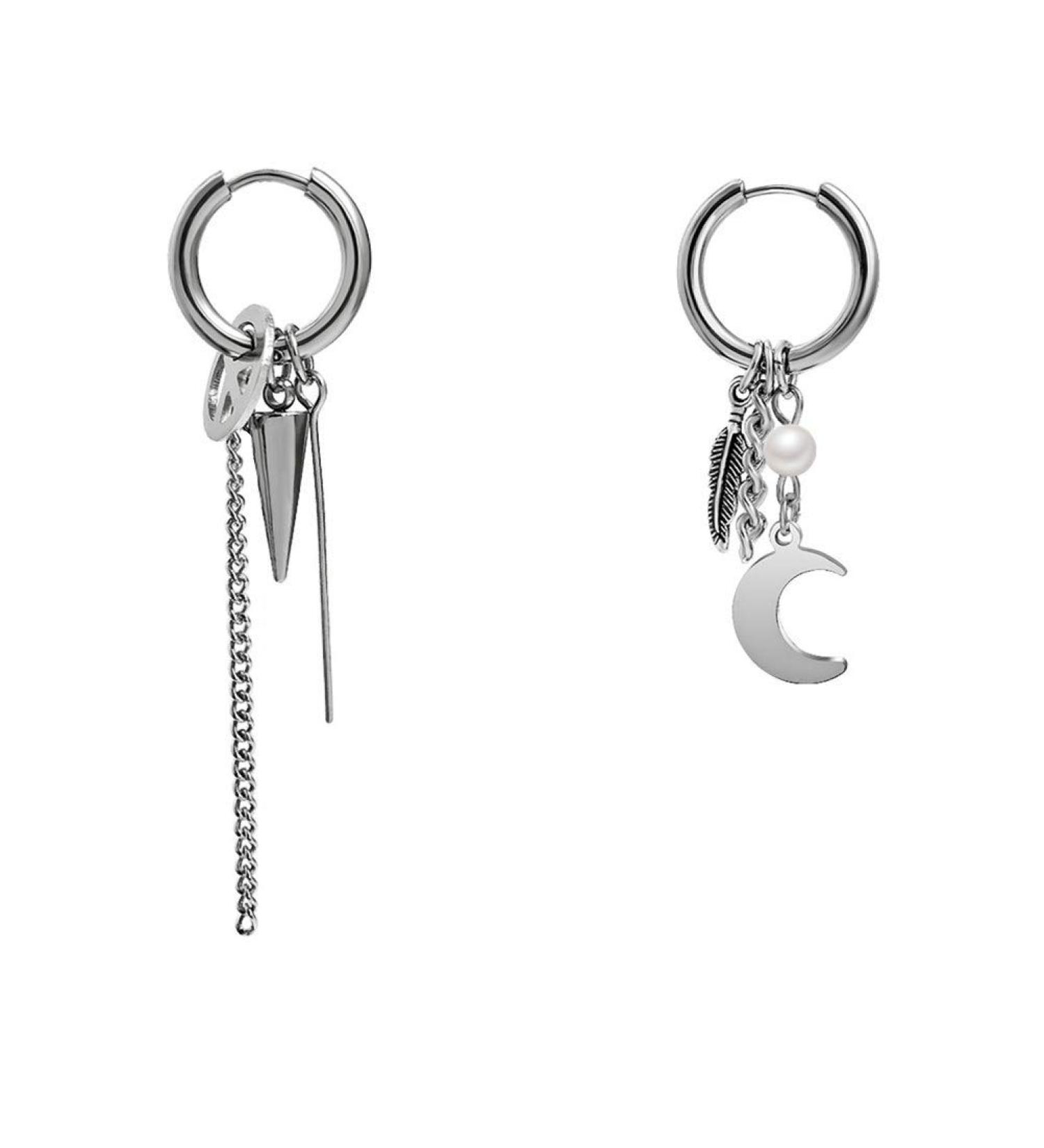 Mshion Unisex Moon Stud Earrings with Jewelry Box - 1 Pair | Unique Gift Idea - Buy Online on SooperMarket.com