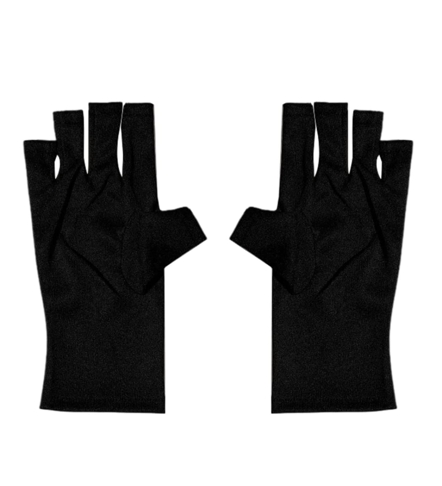 Anti UV Gloves Sunblock Gloves UV Shield Protection Fingerless Gloves for Gel Nail Lamp 1Pair Black - Buy Online on SooperMarket.com