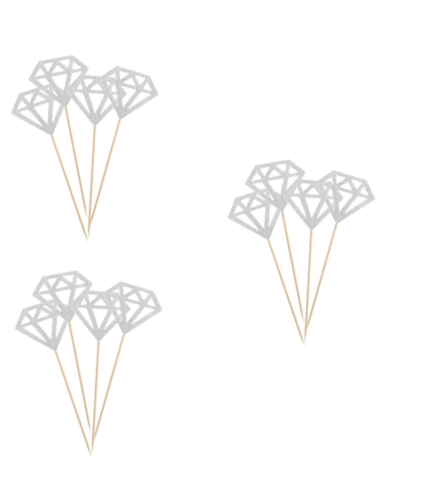 Vaguelly 150 Pcs Gold Diamond Topper Fruitcakes Wedding D cor Cake Diamonds Wedding Diamond Glitter Diamond Home Ornament Fruit Cake Glitter Wedding Cupcake Picks Commemorate Toothpick - Buy Online on SooperMarket.com