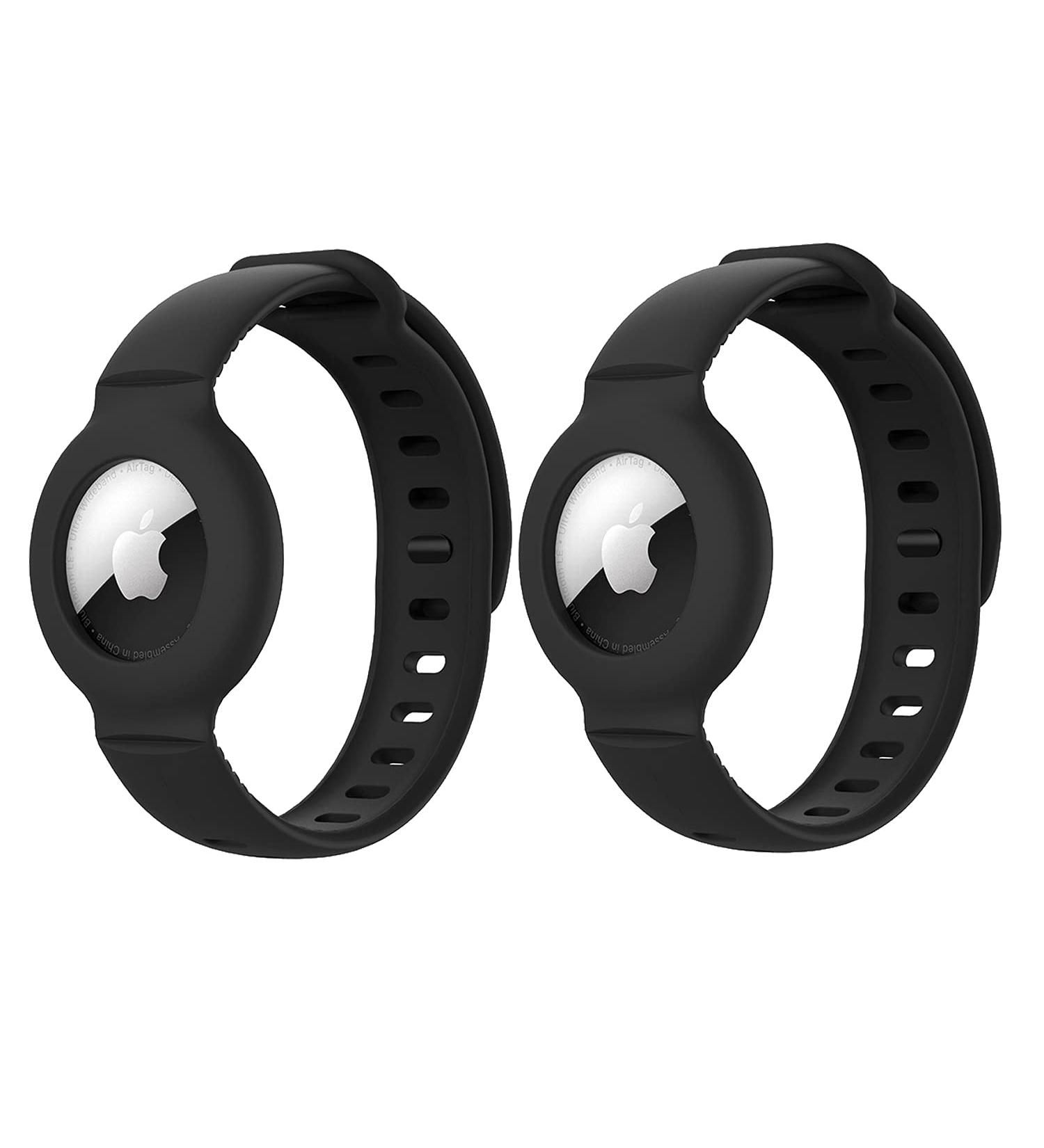 Kids / Adults (2 Pack) Anti-Lost Bracelet for AirTag - iZi Way Soft Silicone Wristband Watch Band Cover - Black - Buy Online on SooperMarket.com