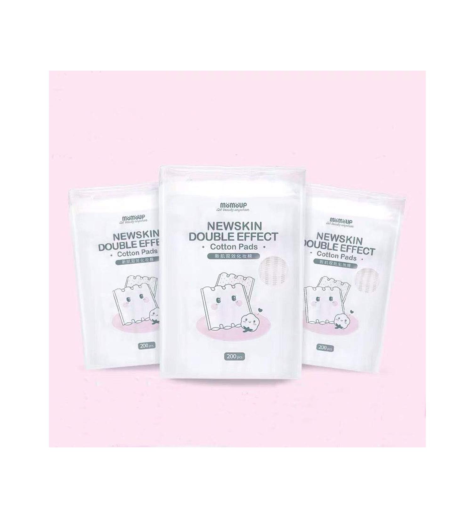 Momoup Organic Cotton Sheets 200 Pieces/Bag 100% Organic Unbleached (2# Double Effect Makeup Pads - 3 Bags) - Buy Online on SooperMarket.com