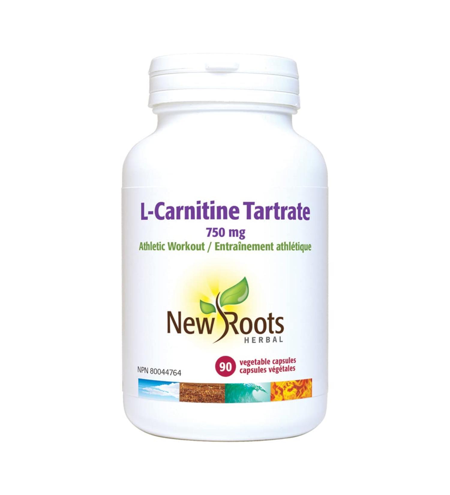 New Roots Herbal - L-Carnitine Tartrate - 90 capsules - 750 mg Athletic Workout - Buy Online on SooperMarket.com