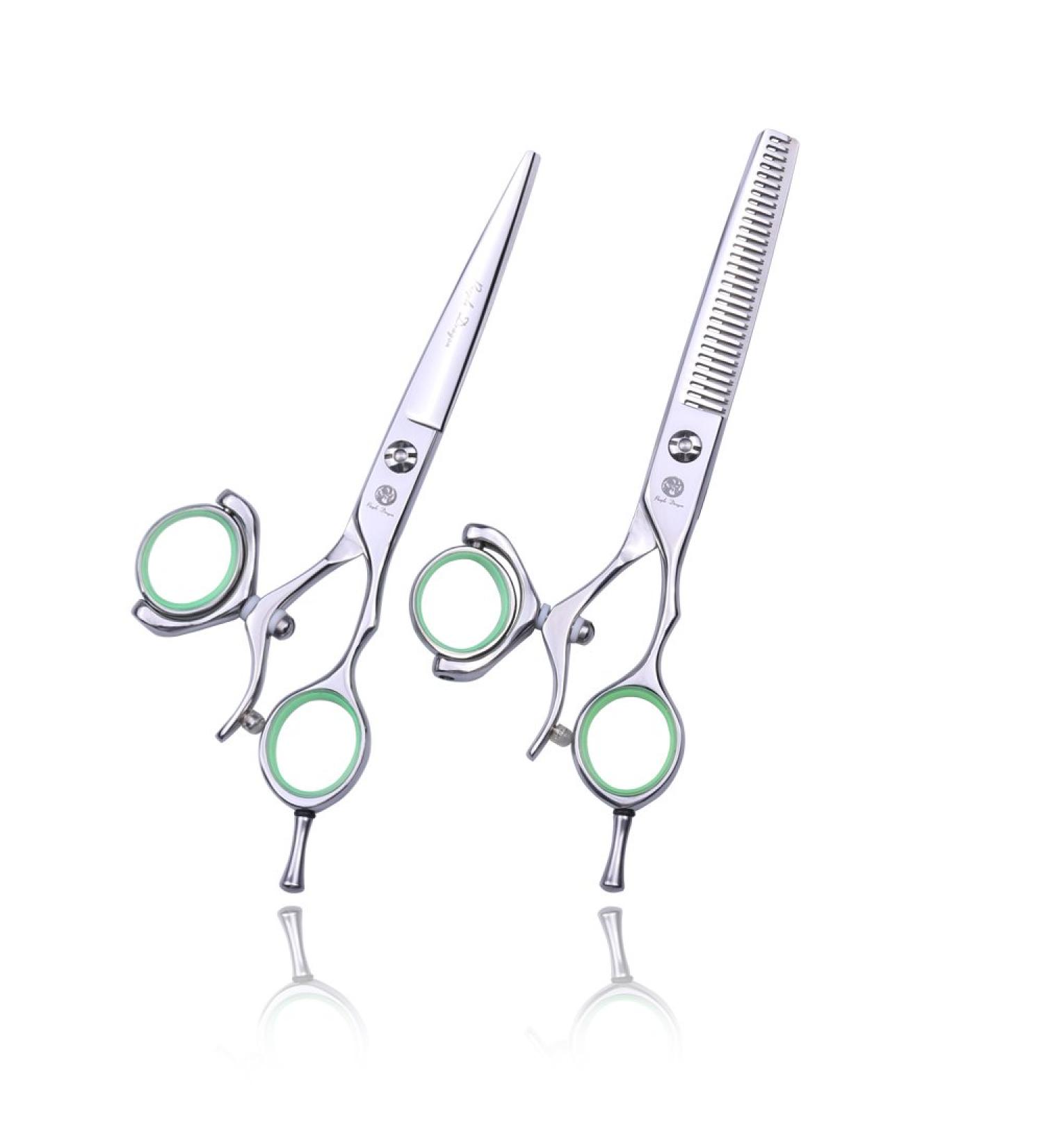 Purple Dragon 6.0 inch Swivel Thumb Japanese 440C Barber Razor Edge Salon Hair Cutting Scissor and Thinning Shear - Perfect for Professional Hair Stylist Barber Hairdresser (6 inch) - Buy Online on SooperMarket.com