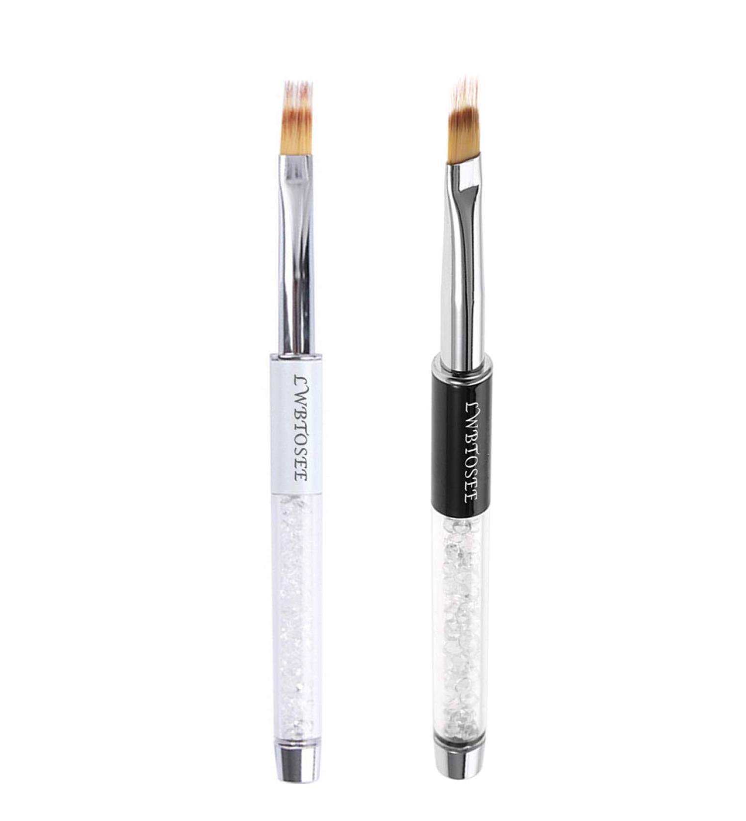 LWBTOSEE 2pcs Ombre Nail Brush Set - Rhinestone Handle Gradient Painting UV Gel Pen for Manicure Art - Black & White - Buy Online on SooperMarket.com