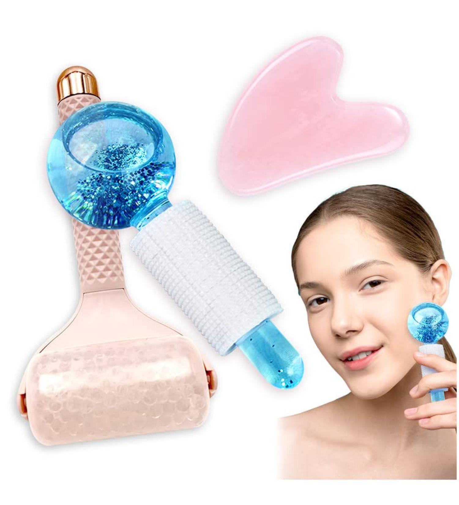 Kalevel Beauty Ice Roller & Gua Sha Set | Face Massager for Anti-Aging Migraine Relief & Skin Care | International Shipping Available - Buy Online on SooperMarket.com