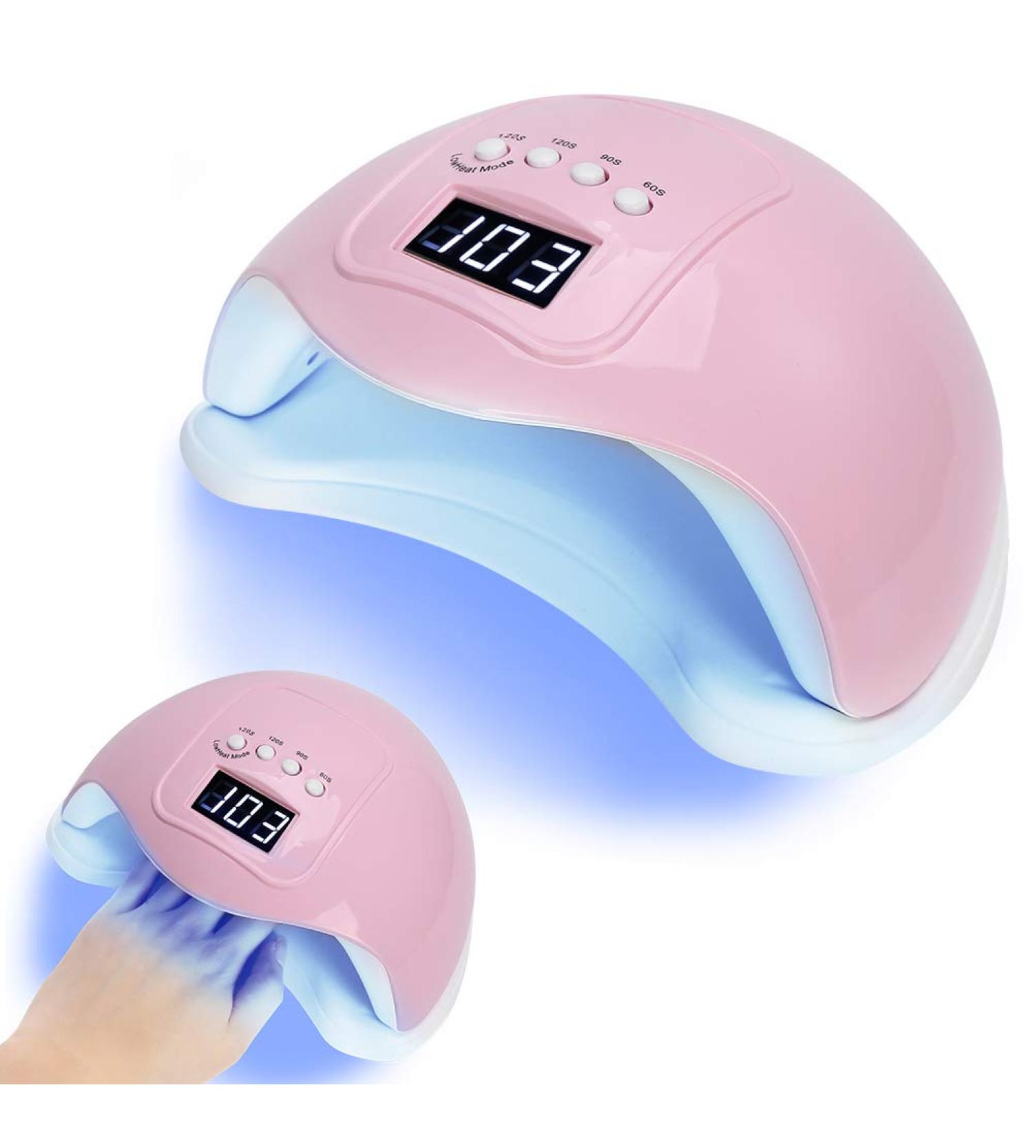 48W UV LED Nail Lamp for Gel Nails Polish | Professional Salon Curing Light with 4 Timer Settings and Sensor | Pink - Buy Online on SooperMarket.com