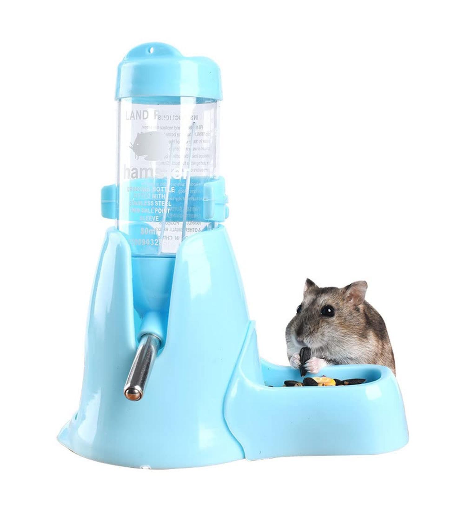 Norhogo Hamsters Water Bottle & Food Dispenser with Stand 80ml - Blue | Small Animals Guinea Pig Rat Rabbit Dwarf Gerbil Chinchilla - Buy Online on SooperMarket.com