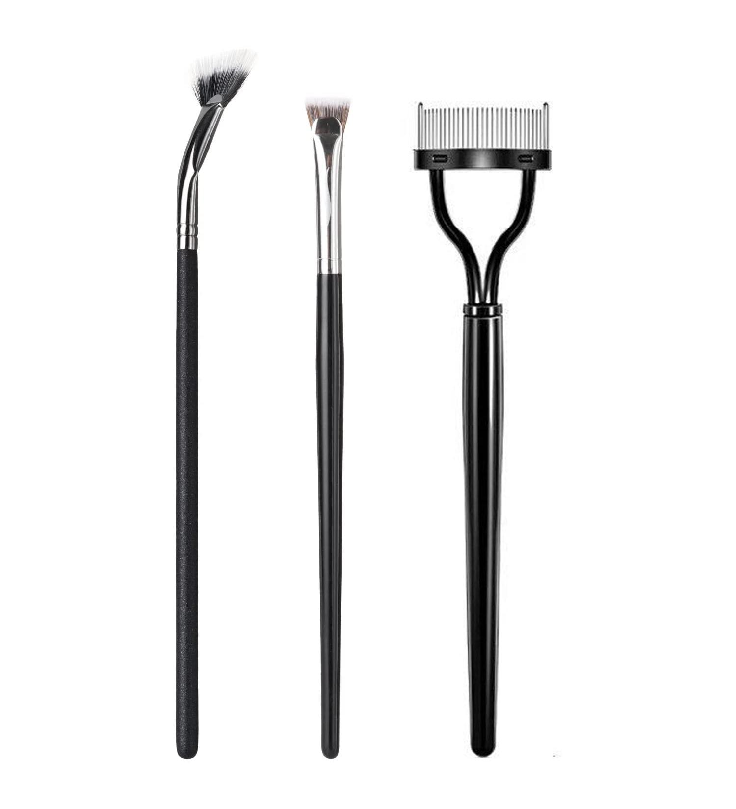 3PCS Mascara Fan Brush Set | INENK Eyelash Separator & Comb for Clump-Free Application | Perfect Eyebrow & Lash Tools for Natural Lift - Buy Online on SooperMarket.com