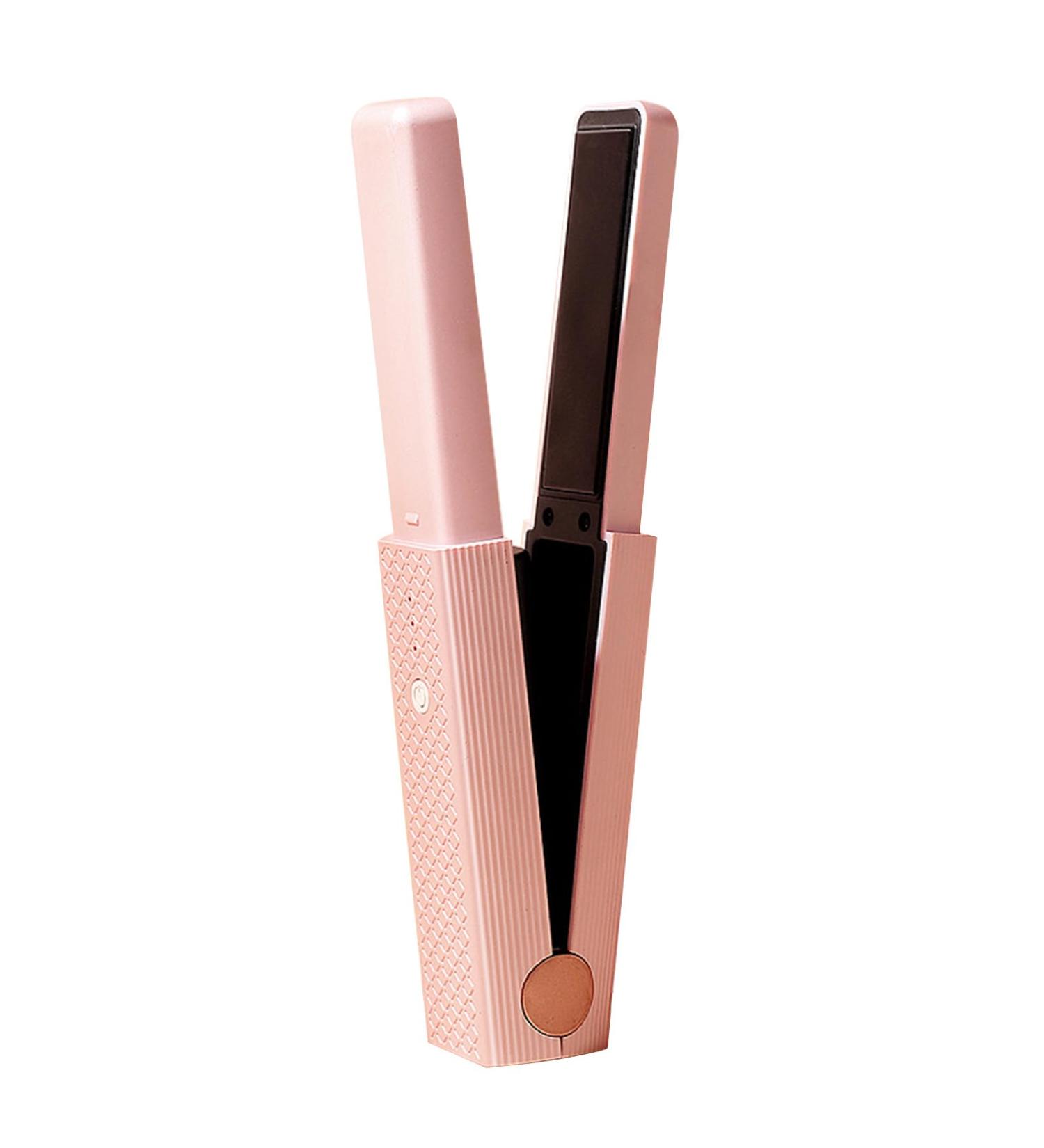 Portable Cordless Hair Straightener & Curling Iron - Fast Heating & Rechargeable Ideal for Travel Pink - Buy Online on SooperMarket.com