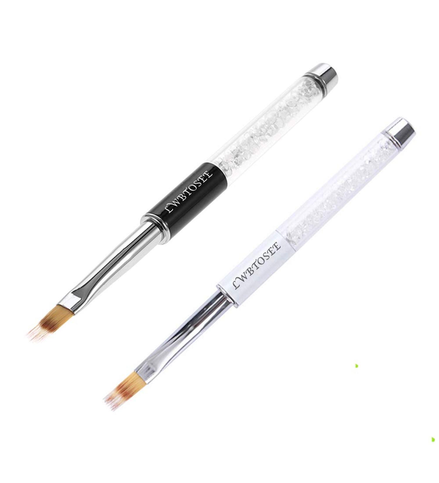 LWBTOSEE 2pc Nail Ombre Brush Set - Gradient Color Painting Pen for UV Gel Polish, Rhinestone Crystal & Acrylic Nail Art (Black & White) - Buy Online on SooperMarket.com