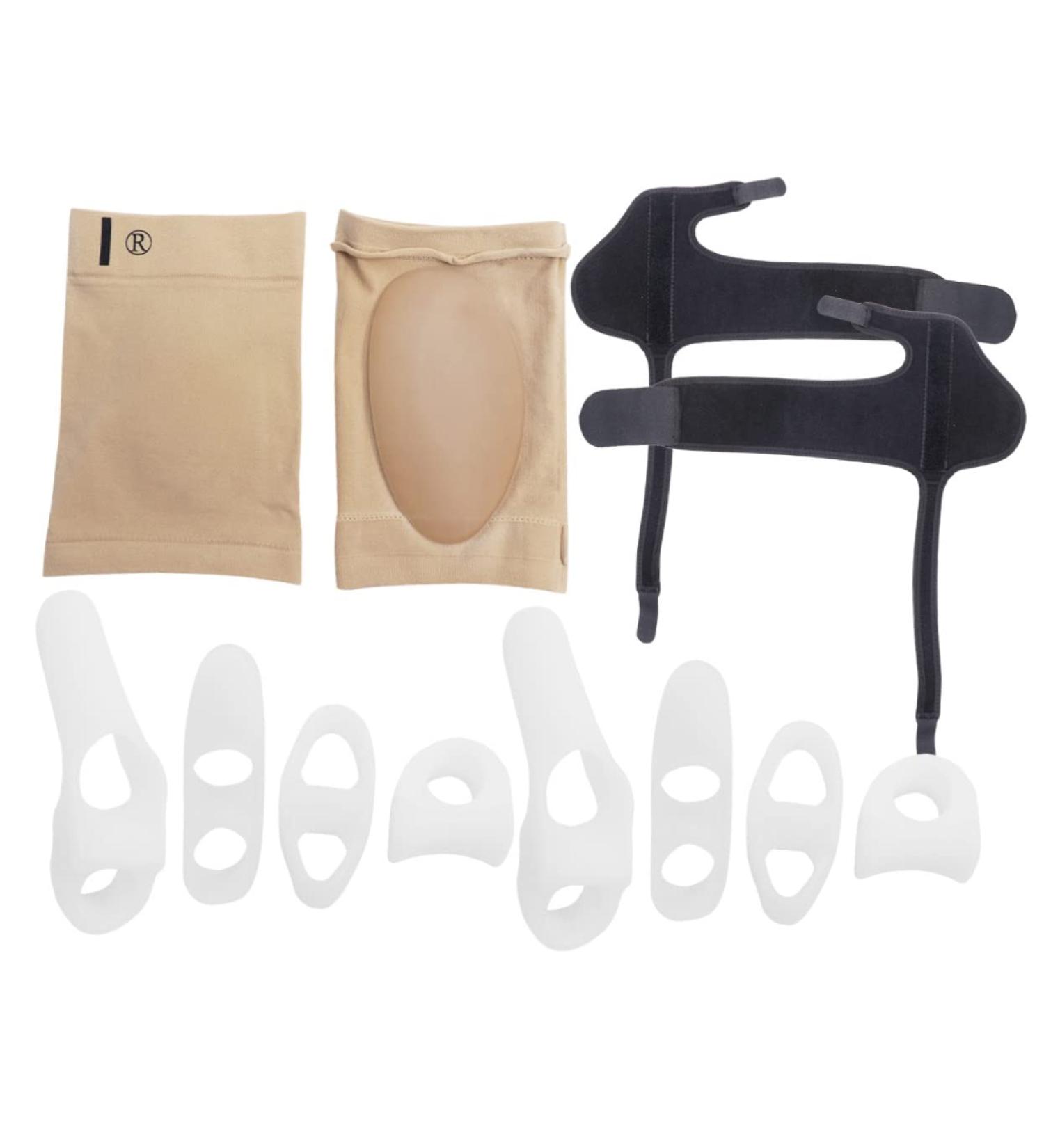 Healeved 12pcs Toe Strap Kit - Gel Toe Separator & Big Toe Straightener Set for Arch Support Bands and Silicone Holder - Black - Buy Online on SooperMarket.com