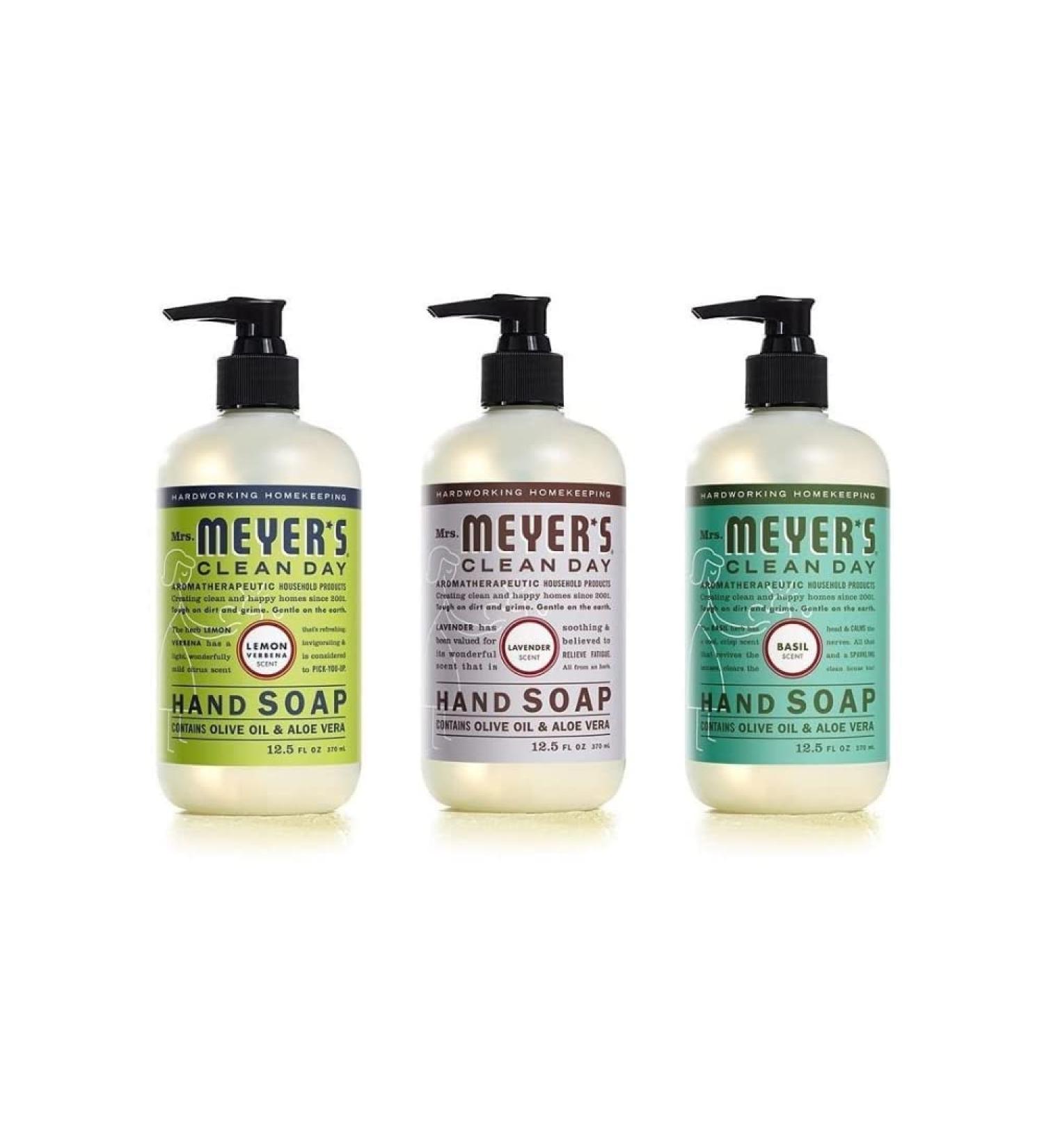 MRS. MEYER'S CLEAN DAY Liquid Hand Soap Variety Pack - Lemon Verbena, Lavender, Basil - 3 CT - Buy Online on SooperMarket.com
