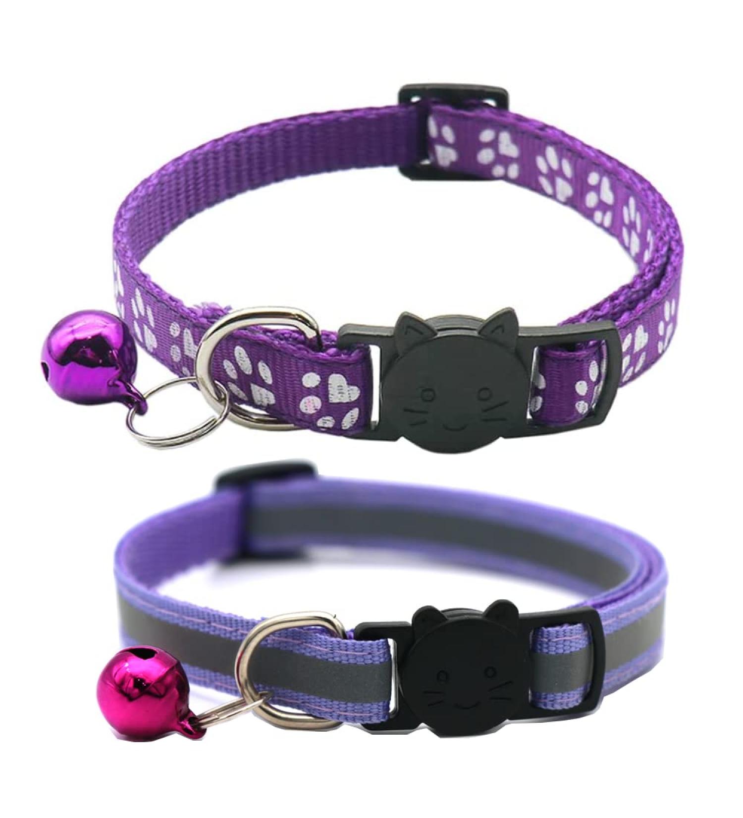 Hepplly 2-Pack Reflective Cat Collars with Bell - Quick Release Kitten Collars (Purple) | Shop Internationally - Buy Online on SooperMarket.com