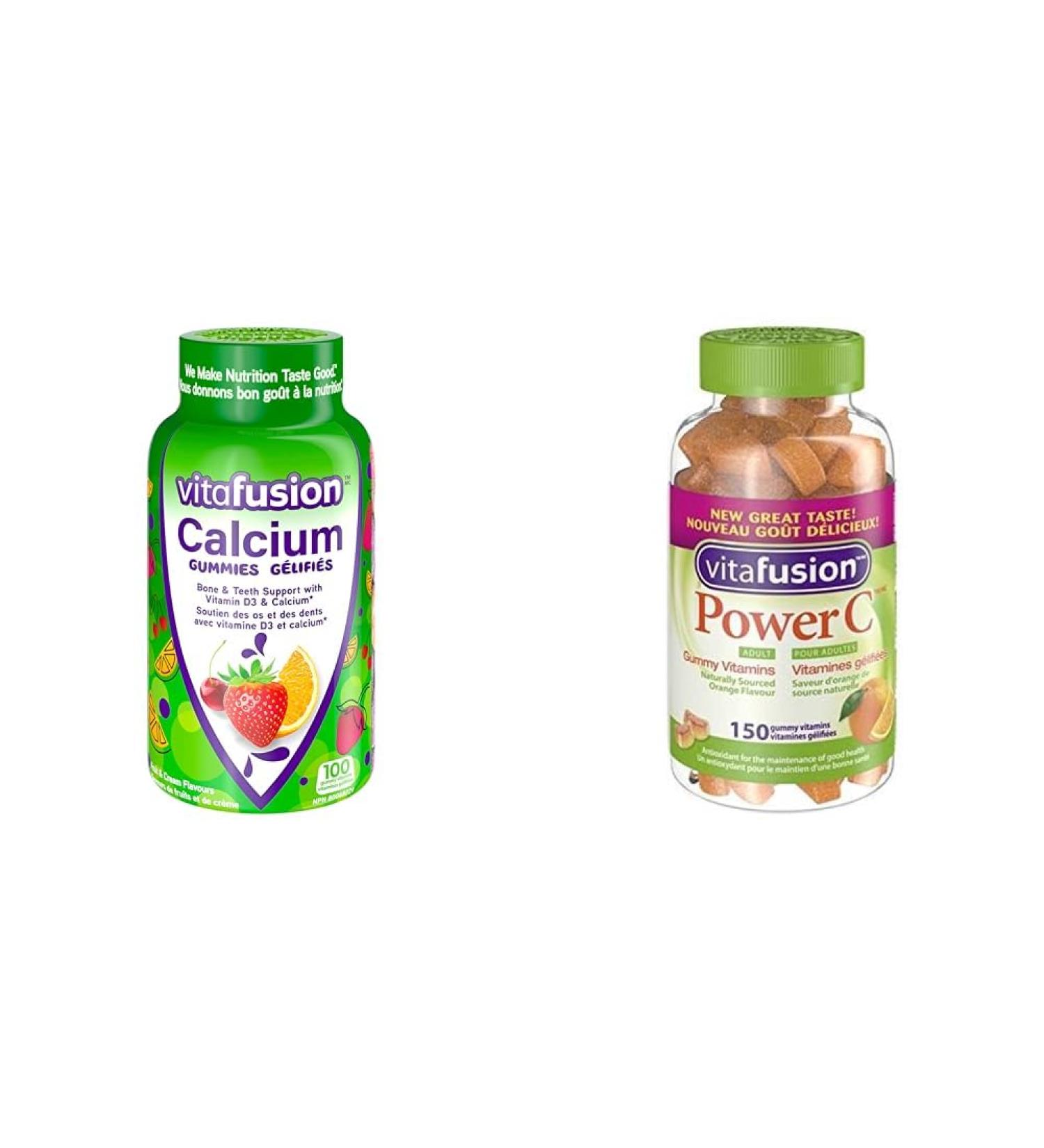 Vitafusion Calcium + Power C Adult Vitamin Gummies Bundle | Bone & Immune Support 250 Count (3-Month Supply) Gummies + Power C Adult Vitamin Gummies - Buy Online on SooperMarket.com