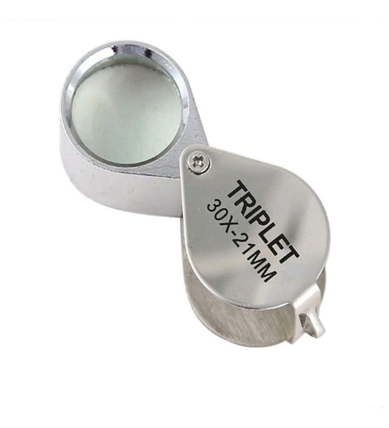 30x21mm Triplet Loupe Jeweller Magnifying Glass Magnifier with Metal Construction and Optical Glass Silver Superior Quality and Creative - Buy Online on SooperMarket.com