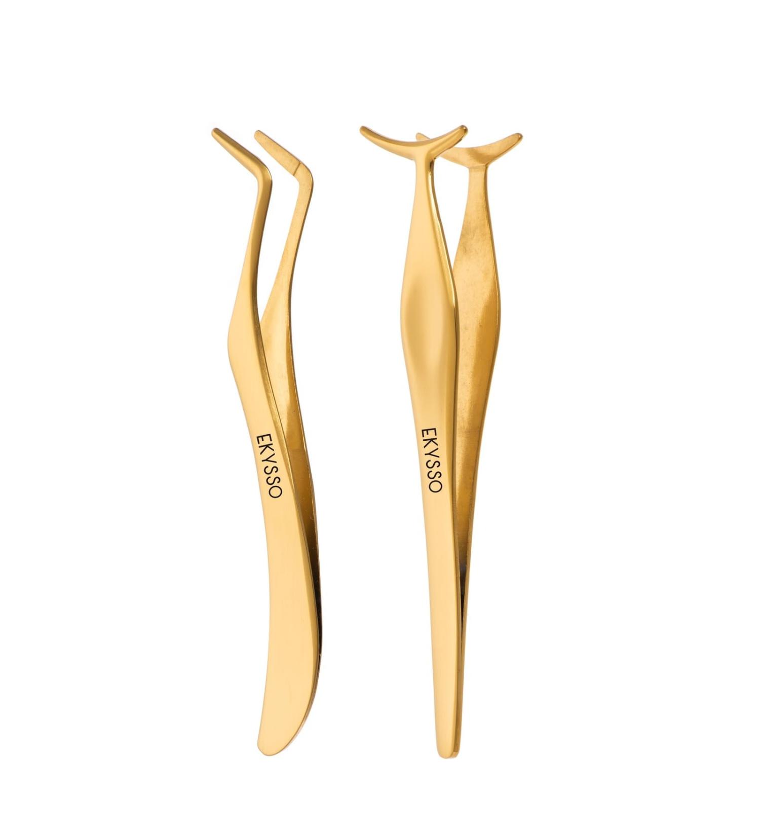 EKYSSO Eyelash Applicator Tools Set 2 PCS DIY Cluster Lash Tweezers Eyelash Clusters Tweezers for False Lashes Professional Curved Eyelashes Extension Tweezer for Individual Cluster Strip Lashes. - Buy Online on SooperMarket.com