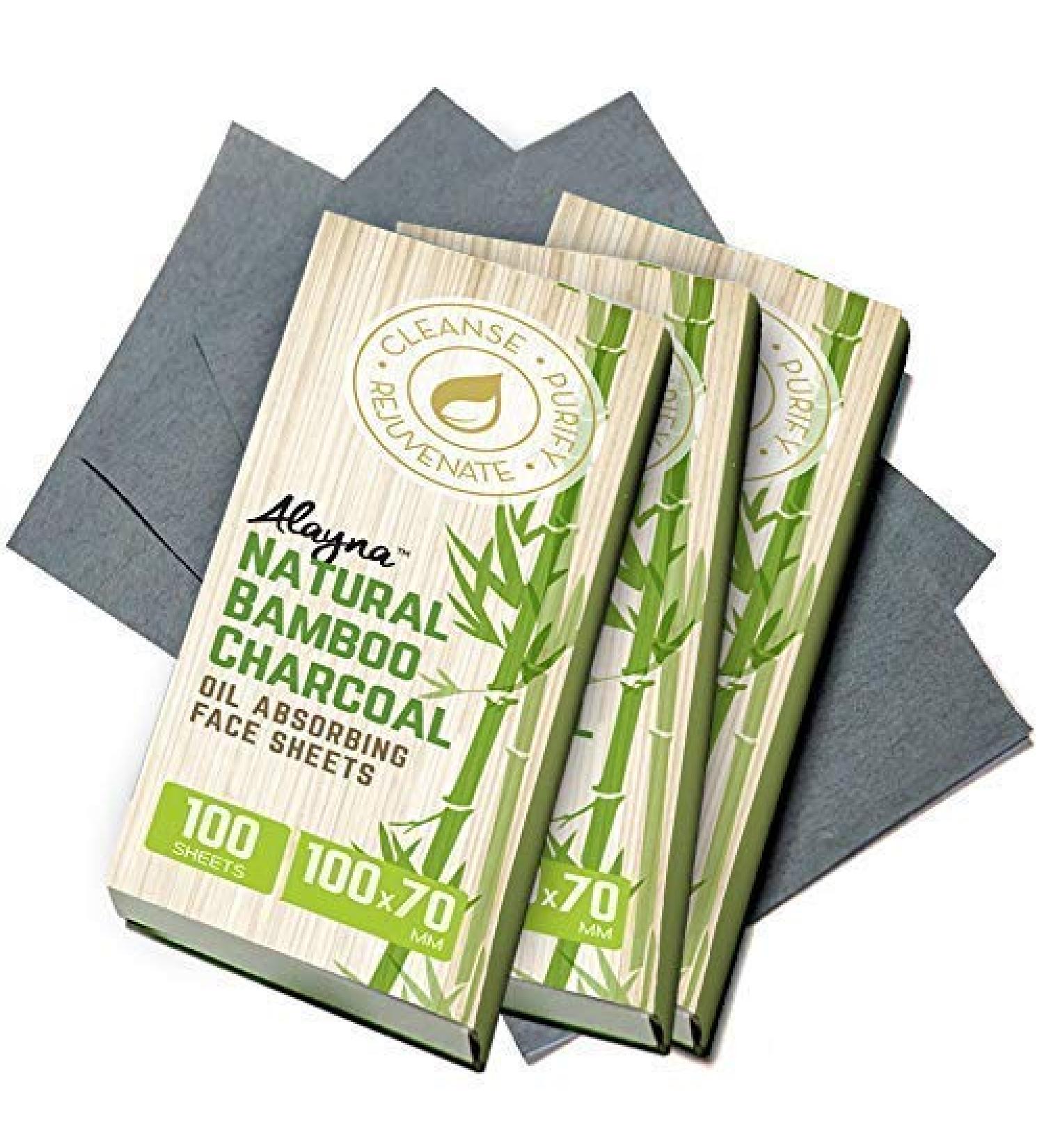 Natural Bamboo Charcoal Oil Blotting Sheets - Oil Absorbing Tissues for Oily Skin - Beauty Blotters for Excess Shine - Organic Blot Papers - Facial Skin Care - 3 Pack - Buy Online on SooperMarket.com