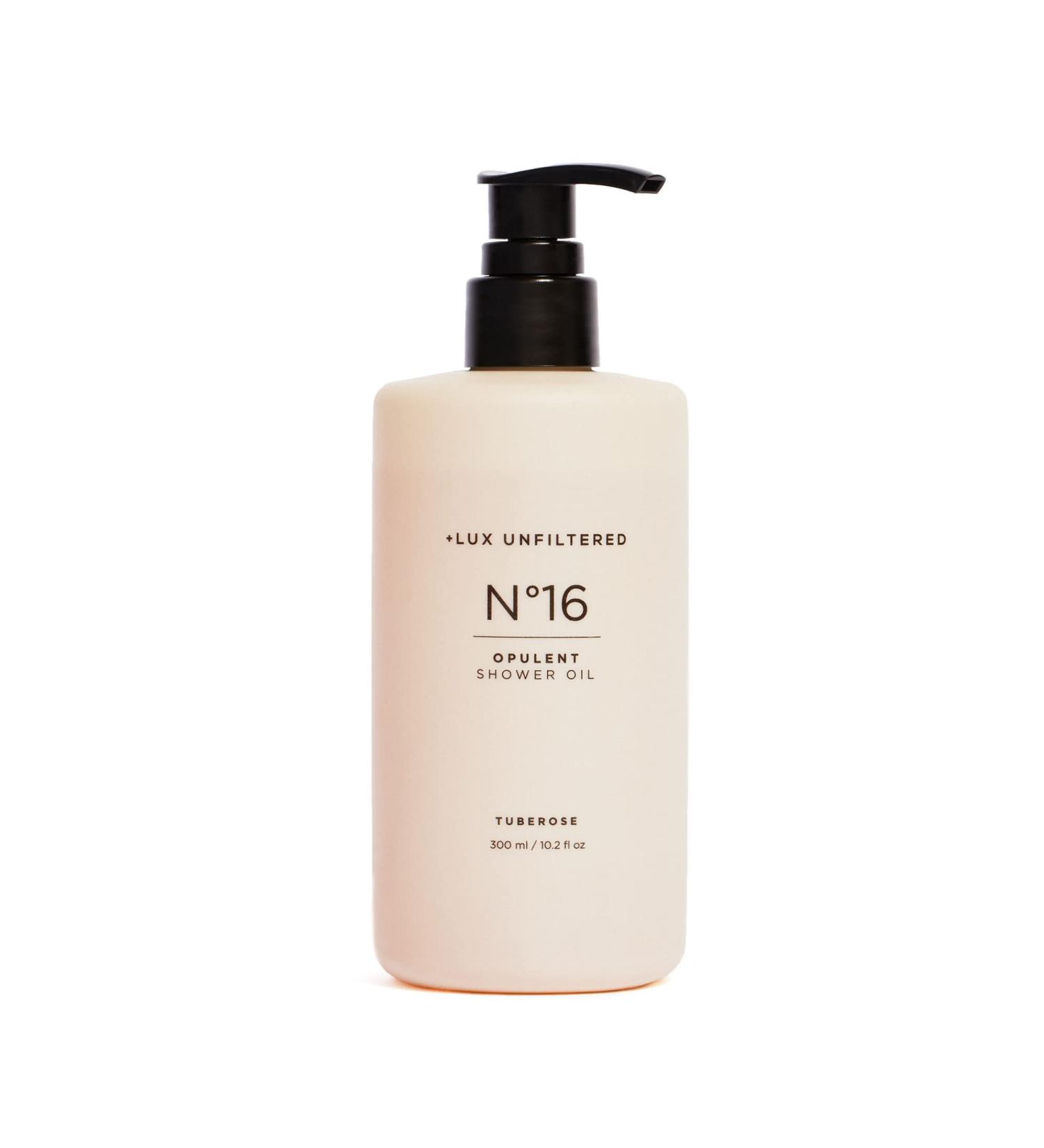 Lux Unfiltered N 16 Opulent Shower Oil in Tuberose - Hydrating Full Body Cleanser - Gluten Free, Cruelty Free, Vegan - For Men & Women - Buy Online on SooperMarket.com