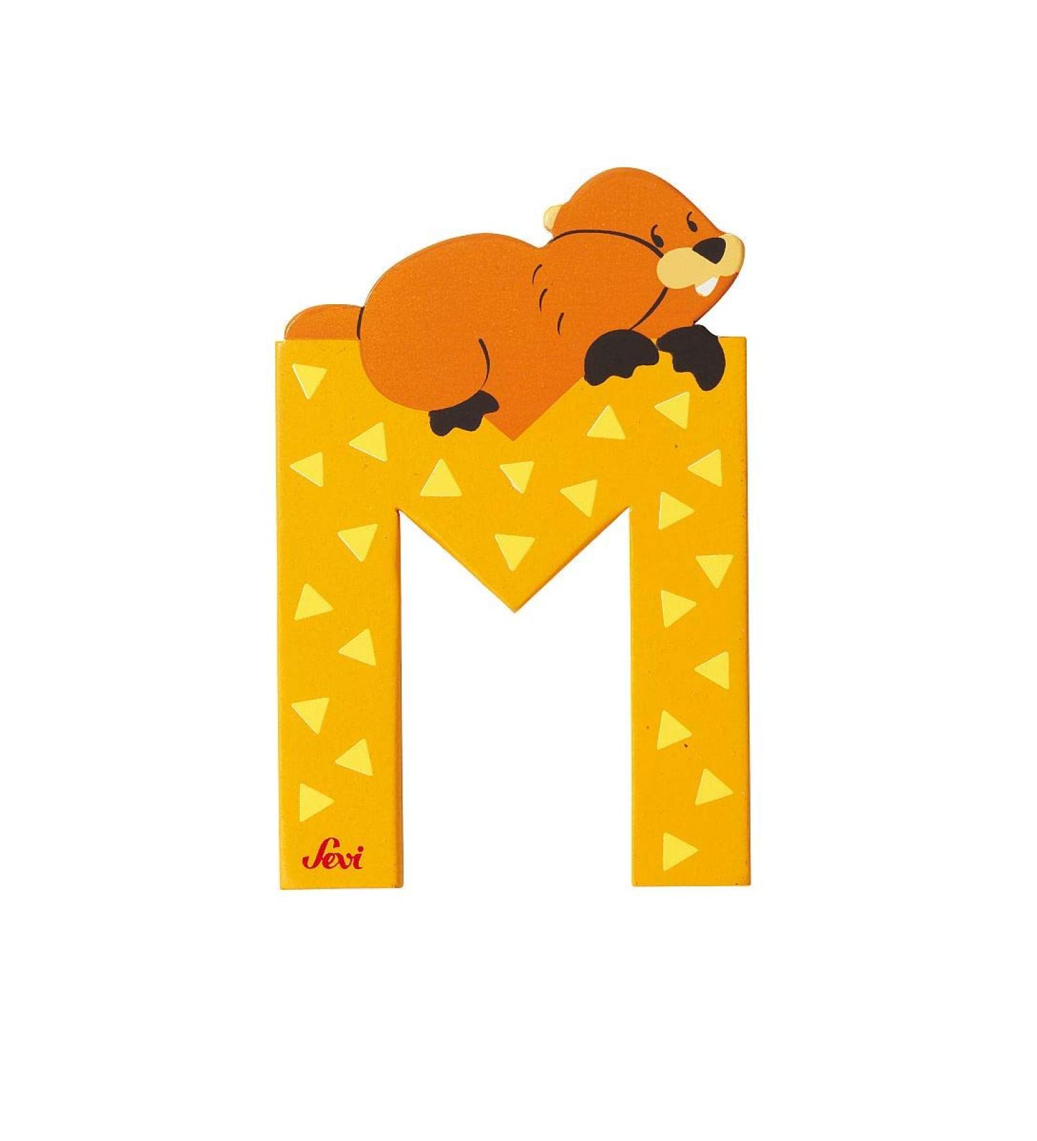 Sevi 83013 Animal wooden letters M Maltese dog approx. 10 cm door letters for children's rooms ABC learning toy made of wood educational toy for children from 3 years letter animals blue