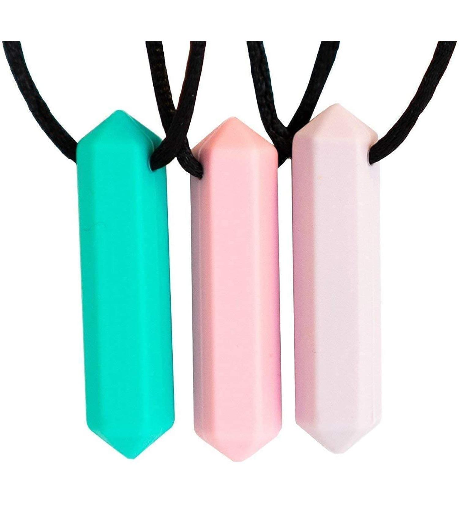 Tilcare Chew Chew Sensory Necklace - Silicone Chew Necklaces for Kids & Adults - Turquoise/Pink/Purple - Buy Online on SooperMarket.com