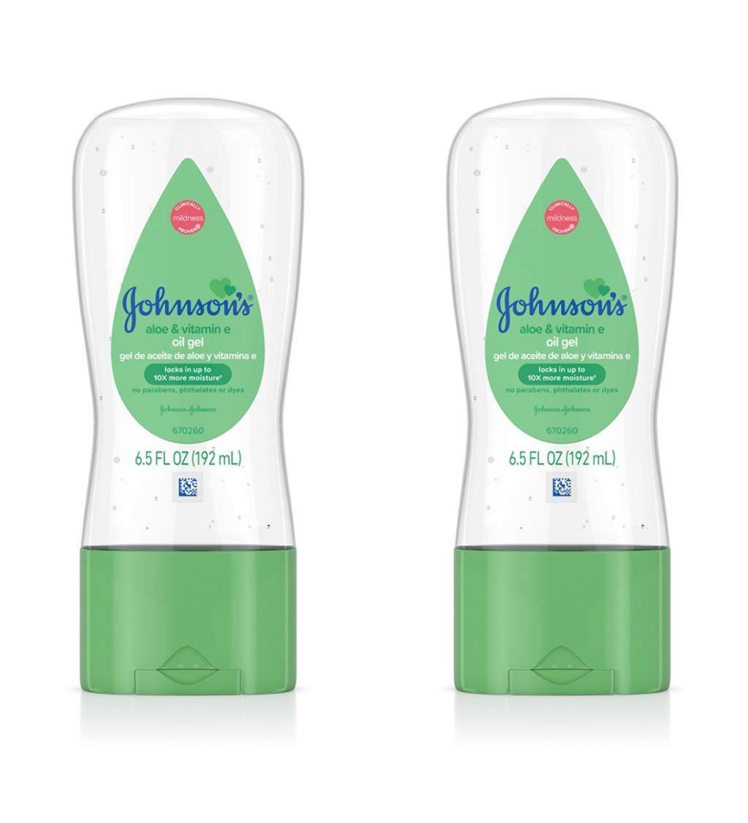Johnson's Baby Gel Oil with Aloe & Vitamin E, 6.5 Ounces (Pack of 2)