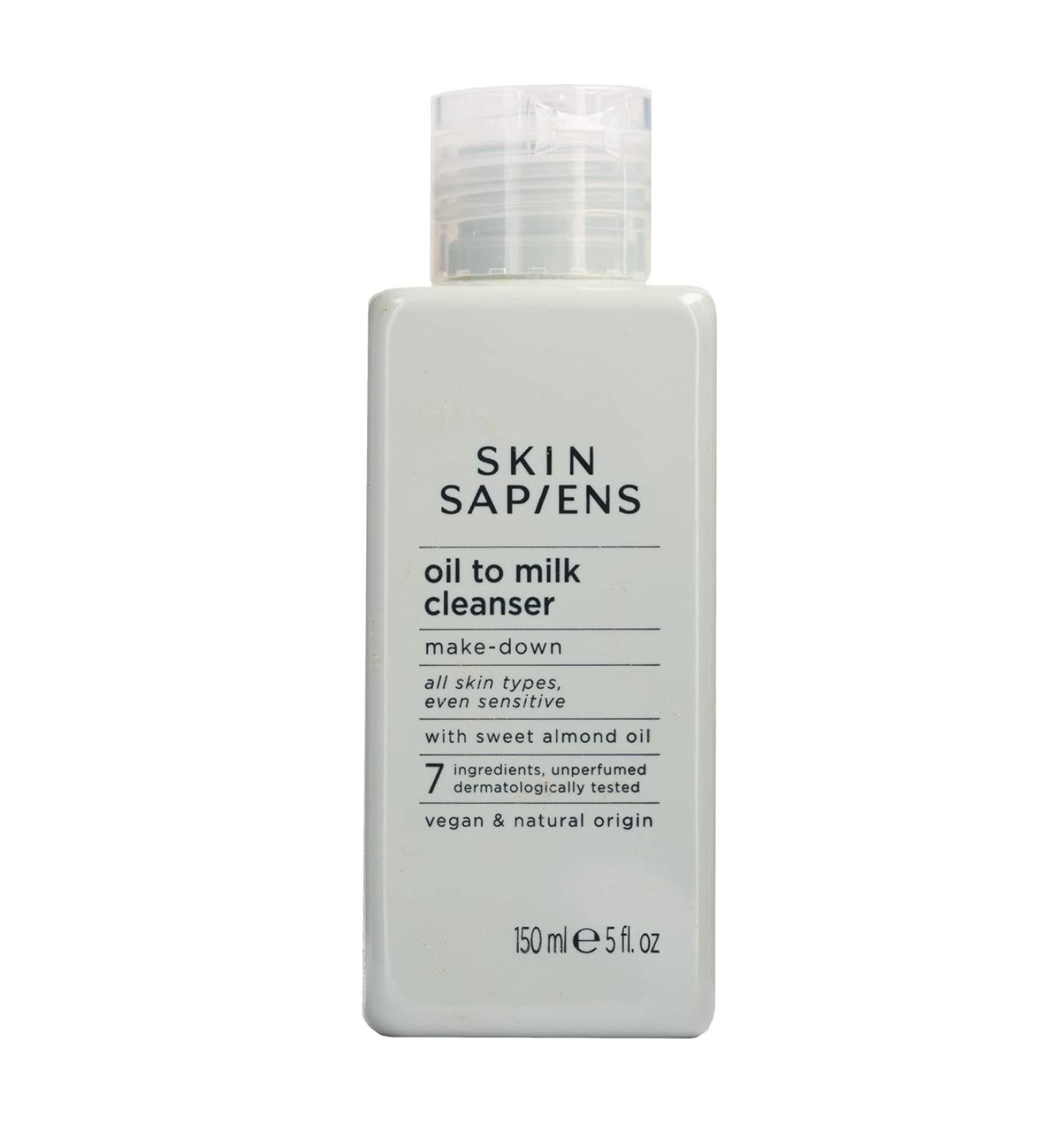 SKIN SAPIENS Make Down Oil To Milk Facial Cleanser with Sweet Almond Oil Gently Removes Eye & Face Makeup Natural Vegan and Cruelty Free Face Care For all Skin Types 150 ml. - Buy Online on SooperMarket.com