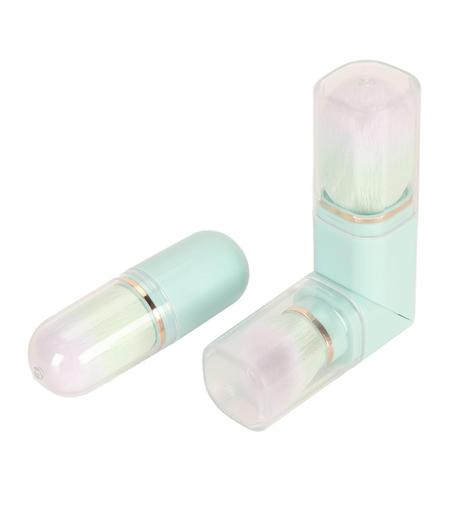 Portable Double Headed Retractable Makeup Brush Set - Blue Capsule Design for Travel | Powder Blush Tool Kit - Buy Online on SooperMarket.com