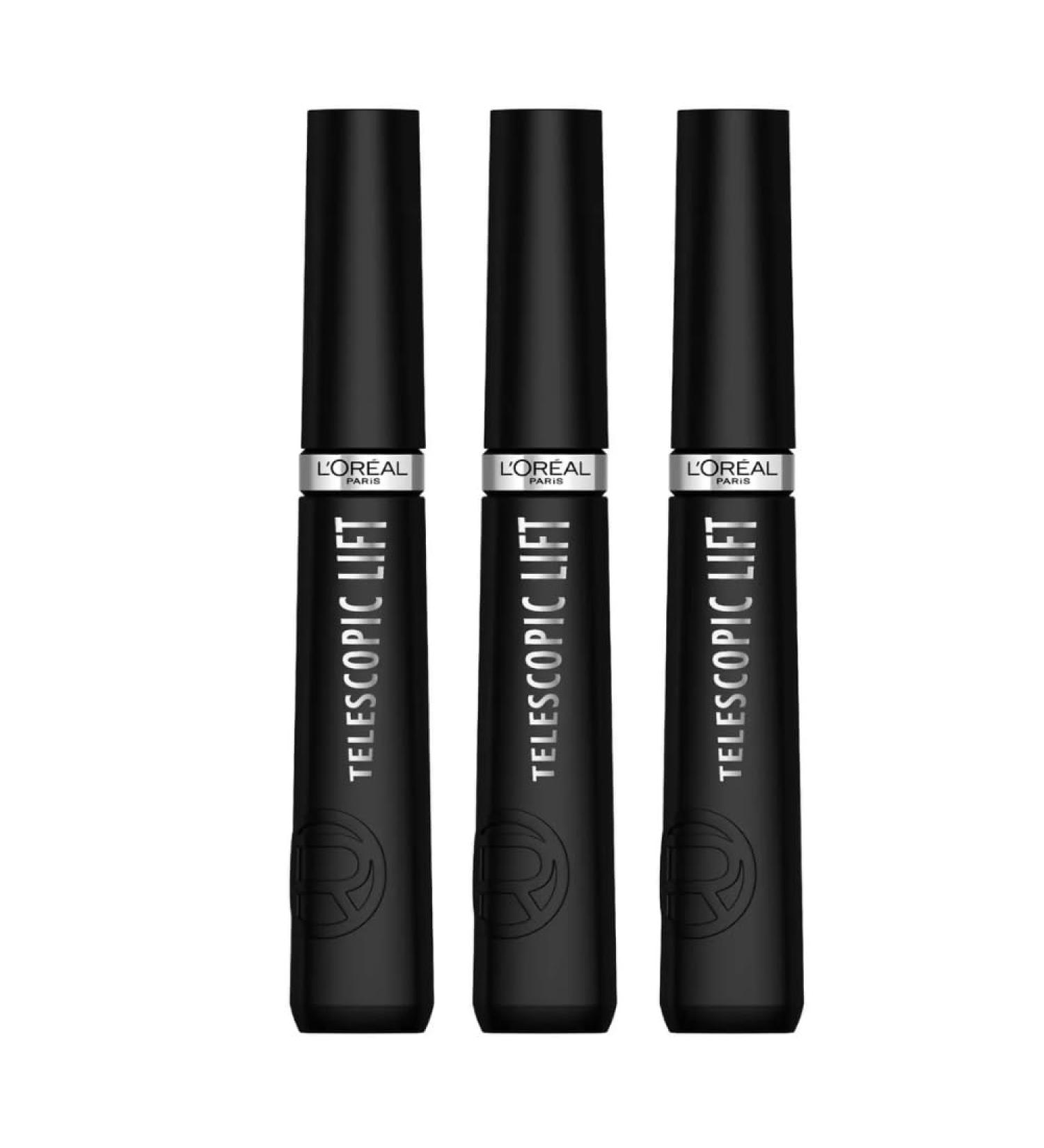 3 x L'Oreal Paris Telescopic Lift Mascara - 9.9ml Black