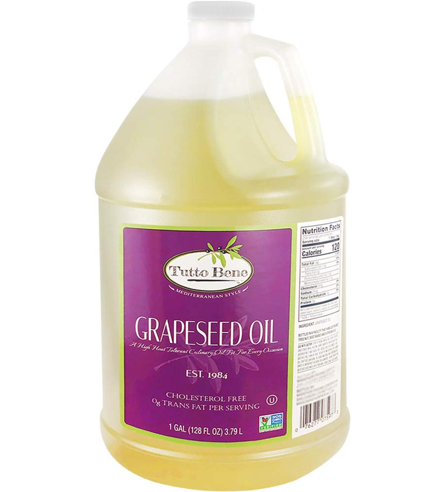 Tutto Bene Premium Grapeseed Oil - 1 Gallon (128oz) | 0 Trans Fat, Cholesterol-Free, High Antioxidants & Vitamin E - Ideal for Healthy Cooking - Buy Online on SooperMarket.com