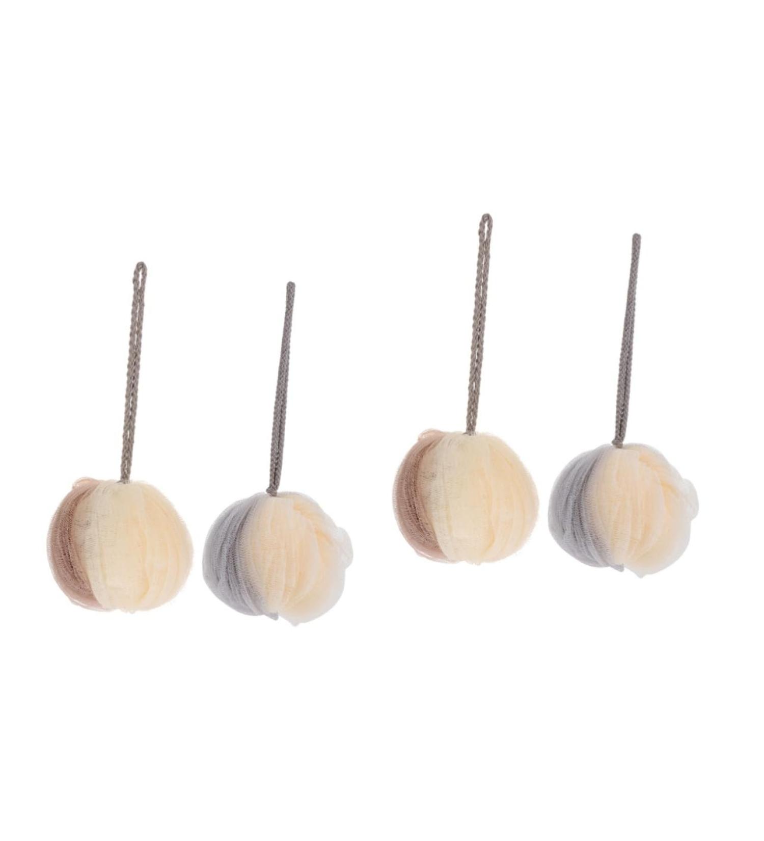 Angoily 4 Pcs Exfoliating Bath Flower Shower Balls - Eco-Friendly Loofah Poufs & Scrub Sponges for Spa-like Home Baths - Buy Online on SooperMarket.com