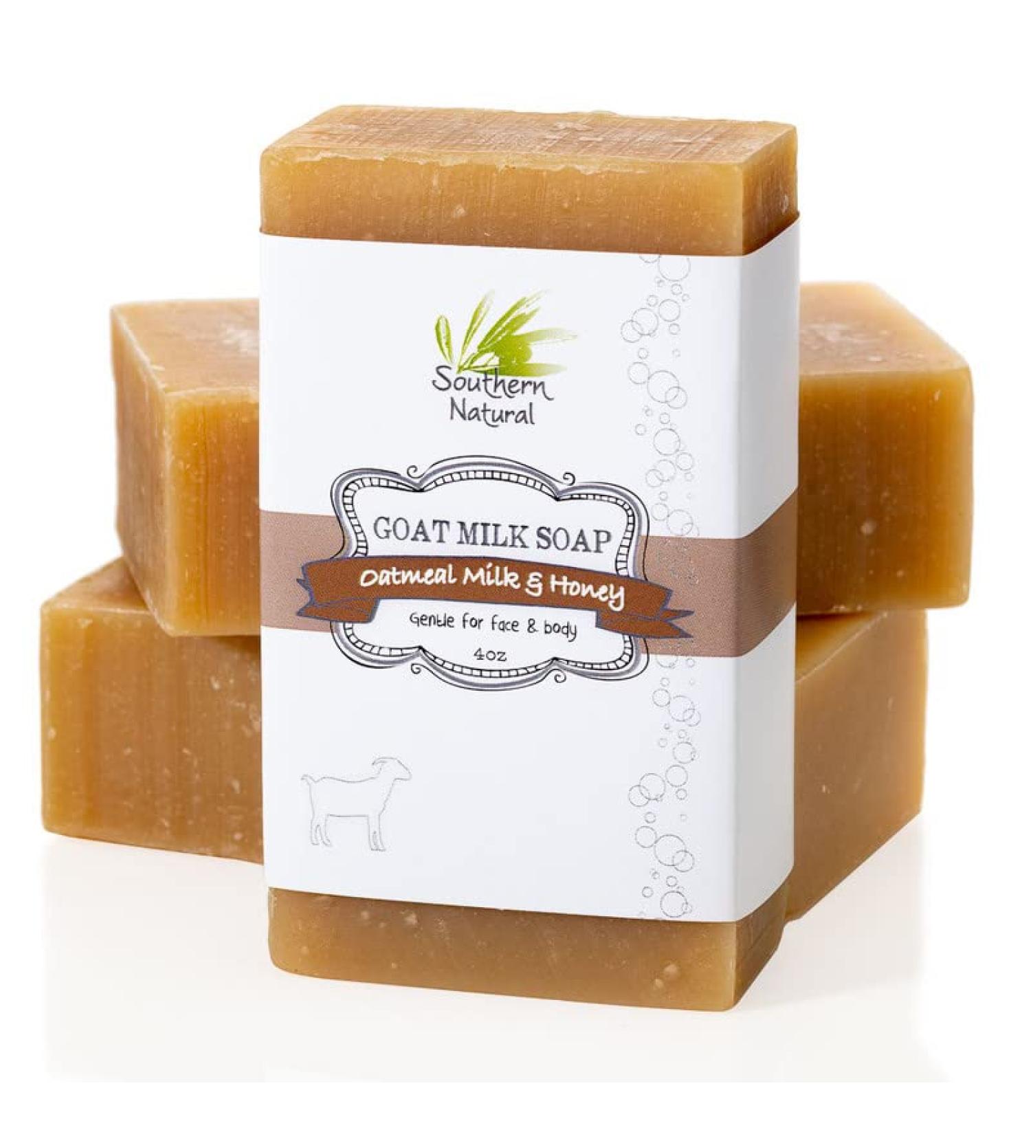 Southern Natural Goat Milk Soap Bar (3 Pack) - Oatmeal Milk & Honey - Handmade in USA - For Eczema, Psoriasis, Dry & Sensitive Skin - Face & Body Soap (4-4.5 oz) - Buy Online on SooperMarket.com