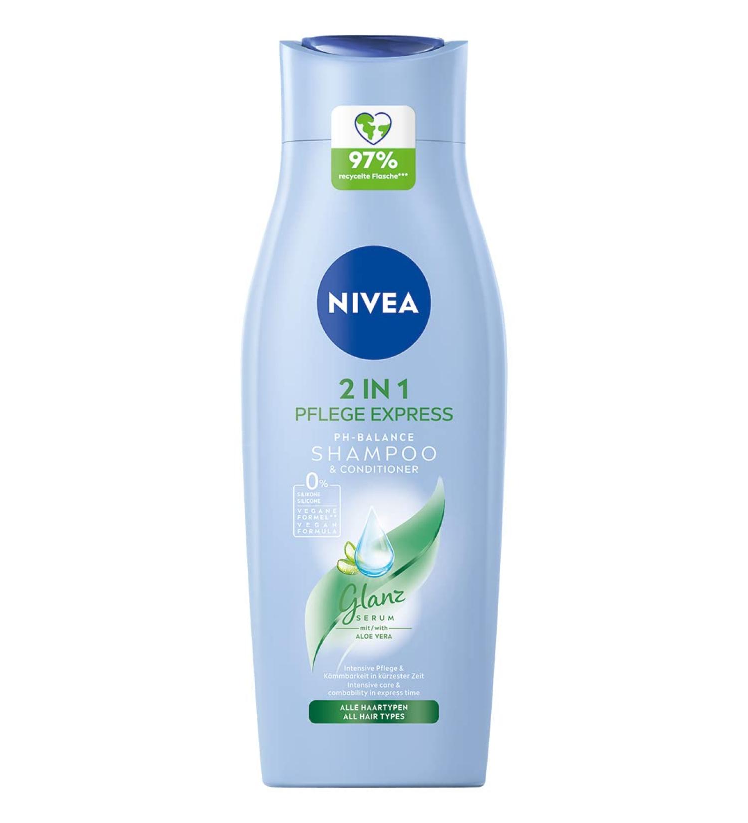 NIVEA 2-in-1 Care Express pH-Balance Shampoo + Conditioner (400 ml) with Aloe Vera - 2-in-1 Hair Care for Naturally Beautiful Hair - Buy Online on SooperMarket.com