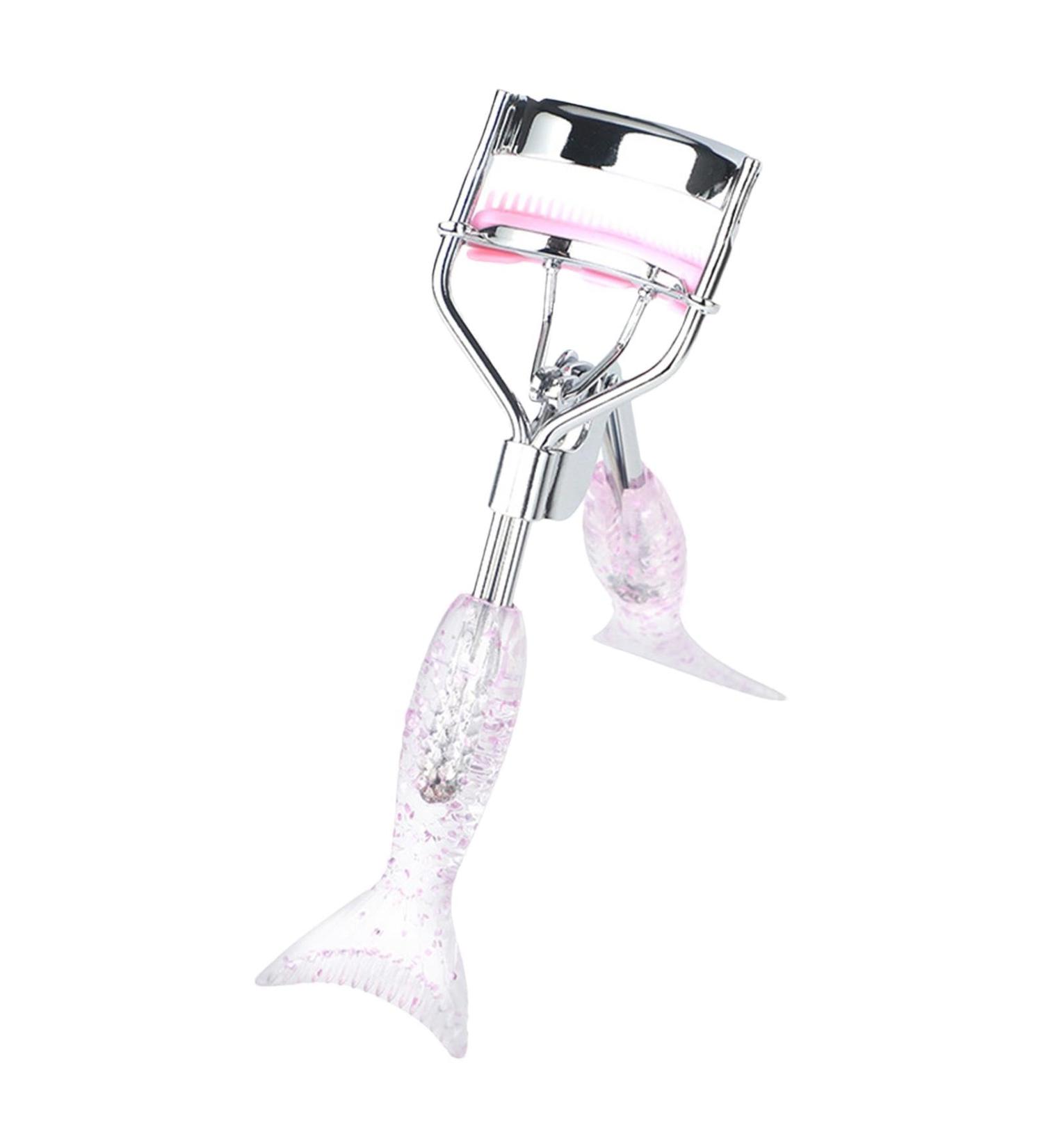 Teksome Small Eyelash Curler Small Fish Tail Shape Eye Curler with Comb Teeth Beautiful Ergonomic Portable Eyelash Tools Makeup Supplies for Girls Women Females Ladies A4 Chrome Plated With Pink Comb Pink Mermaid Hand - Buy Online on SooperMarket.com