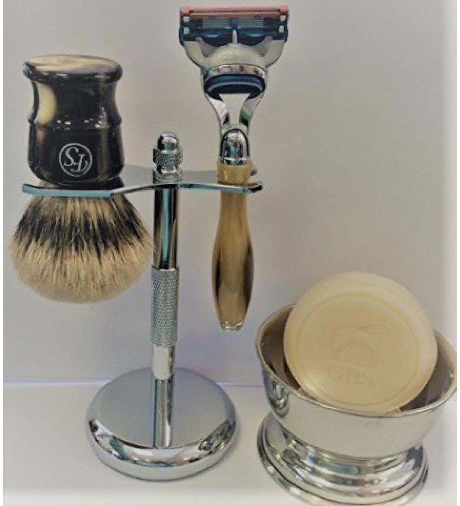 Shop 5 Piece Men's Shaving Gift Set | Fusion Razor Silvertip Badger Brush Bowl & Soap - Perfect for Gifting - Buy Online on SooperMarket.com