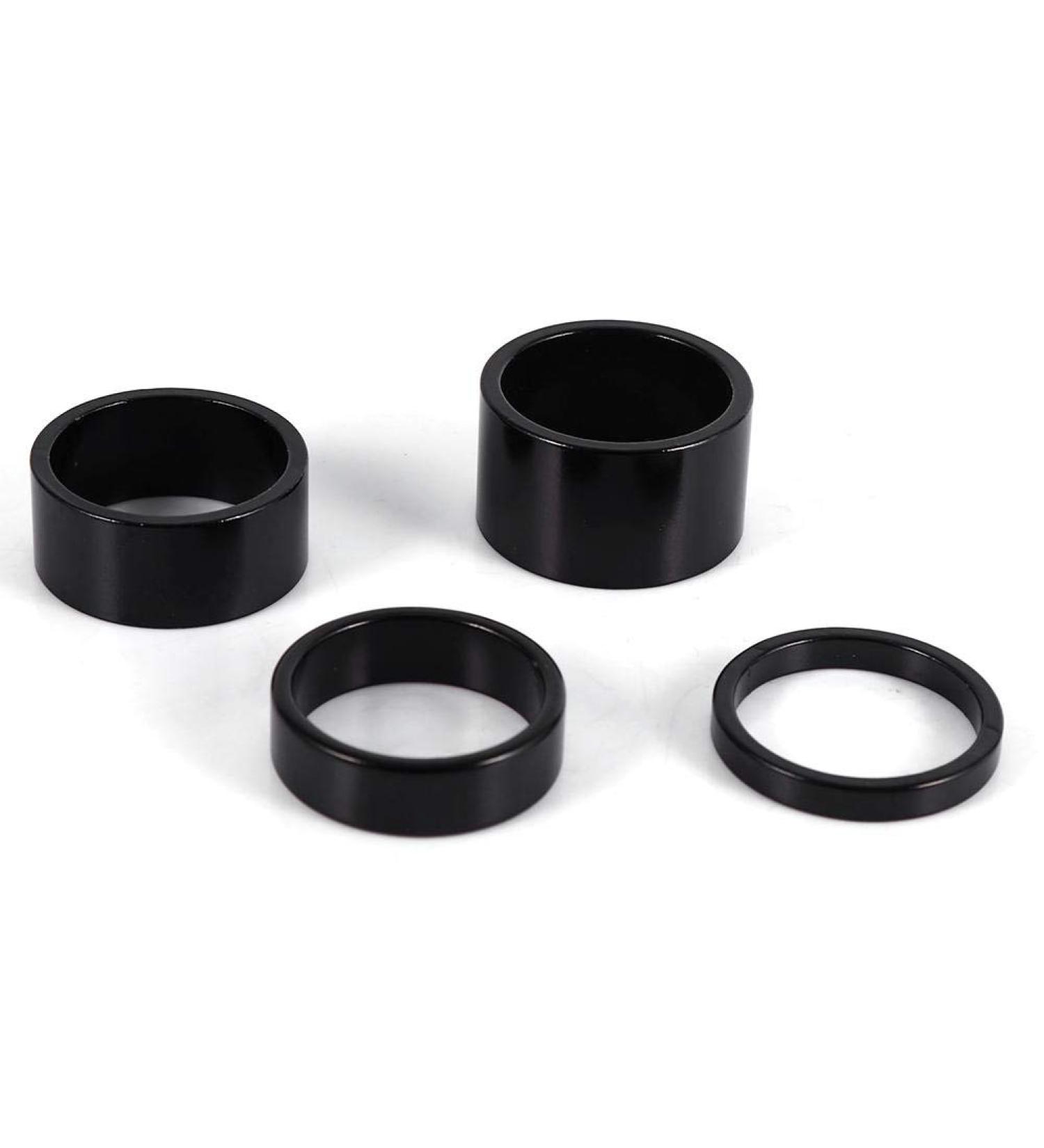 Dioche 4Pcs Aluminum Alloy Bike Headset Spacer Set - 5mm/10mm/15mm/20mm Black - Buy Online on SooperMarket.com