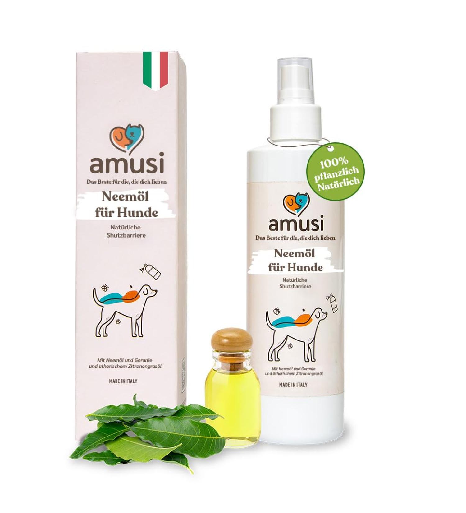 Amusi Neem l Tick Spray for Dogs 250ml | Natural Vegan Tick Protection Insect Spray - Paraben & Nickel Free - Buy Online on SooperMarket.com
