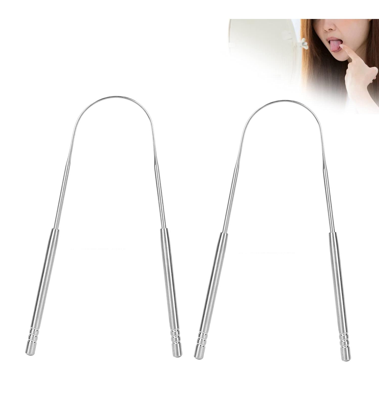 Stainless Steel Tongue Scraper - Effective Bad Breath Treatment for Adults | Robust Metal Tongue Cleaner for a Fresh Mouth - Buy Online on SooperMarket.com