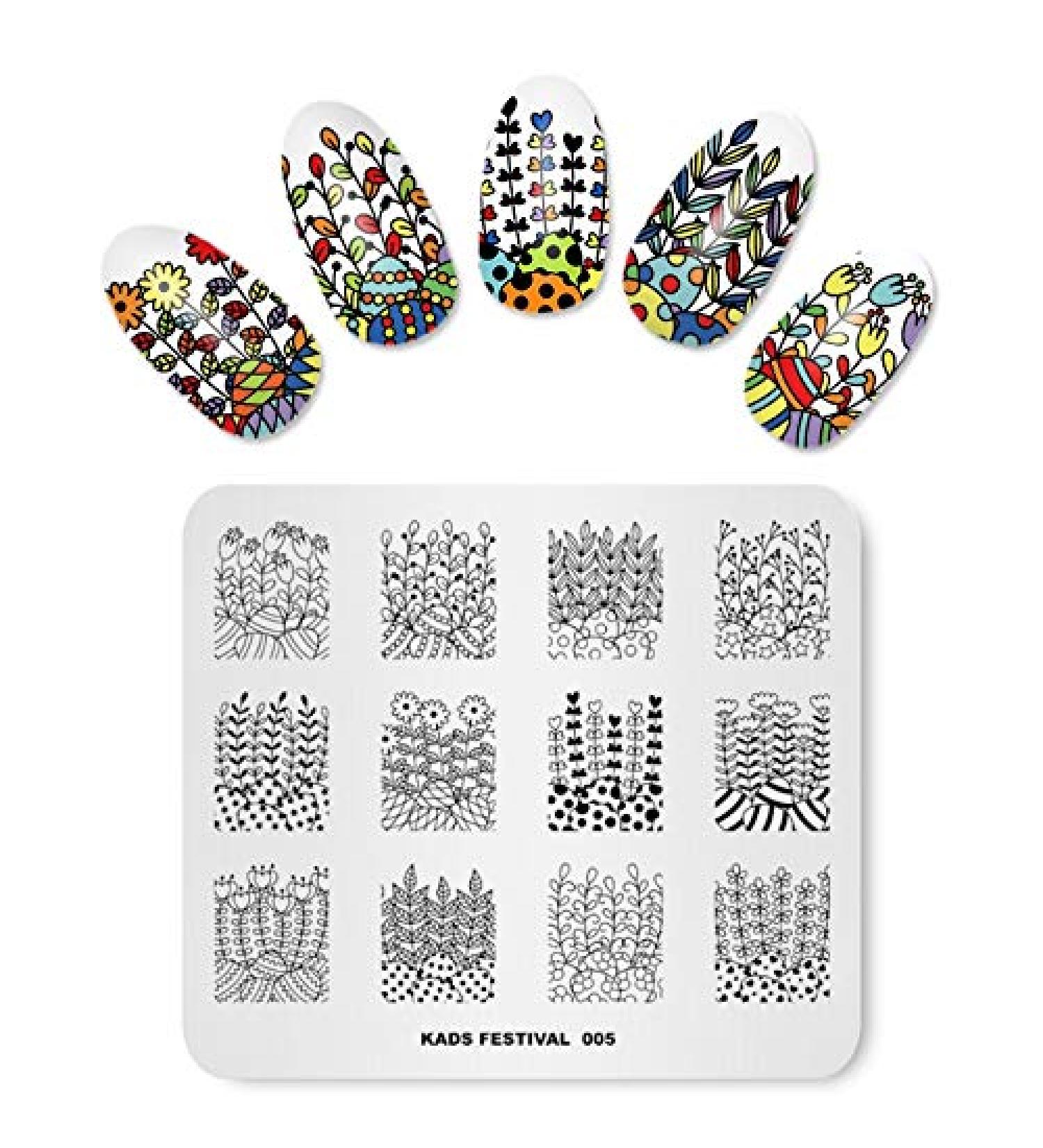 Alexnailart Nail Art Stamping Plate Branches Flower Template Image Plate Nail Art Tools (FE005) - Buy Online on SooperMarket.com