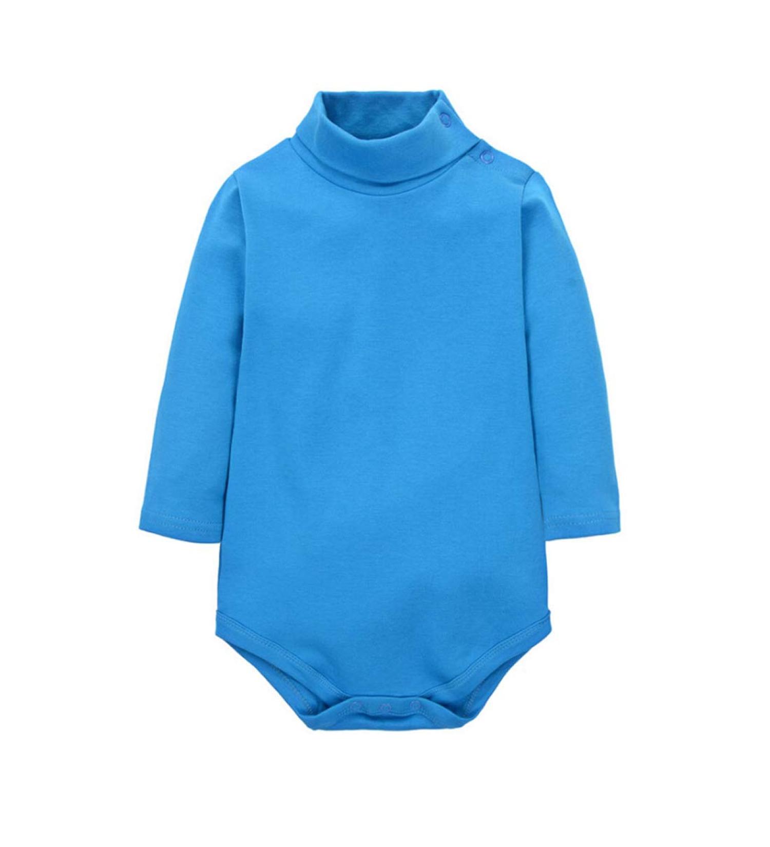 CuteOn Baby Boys Girls Turtleneck Cotton Bodysuit Jumpsuit Blue 9 Months 9 Months Blue