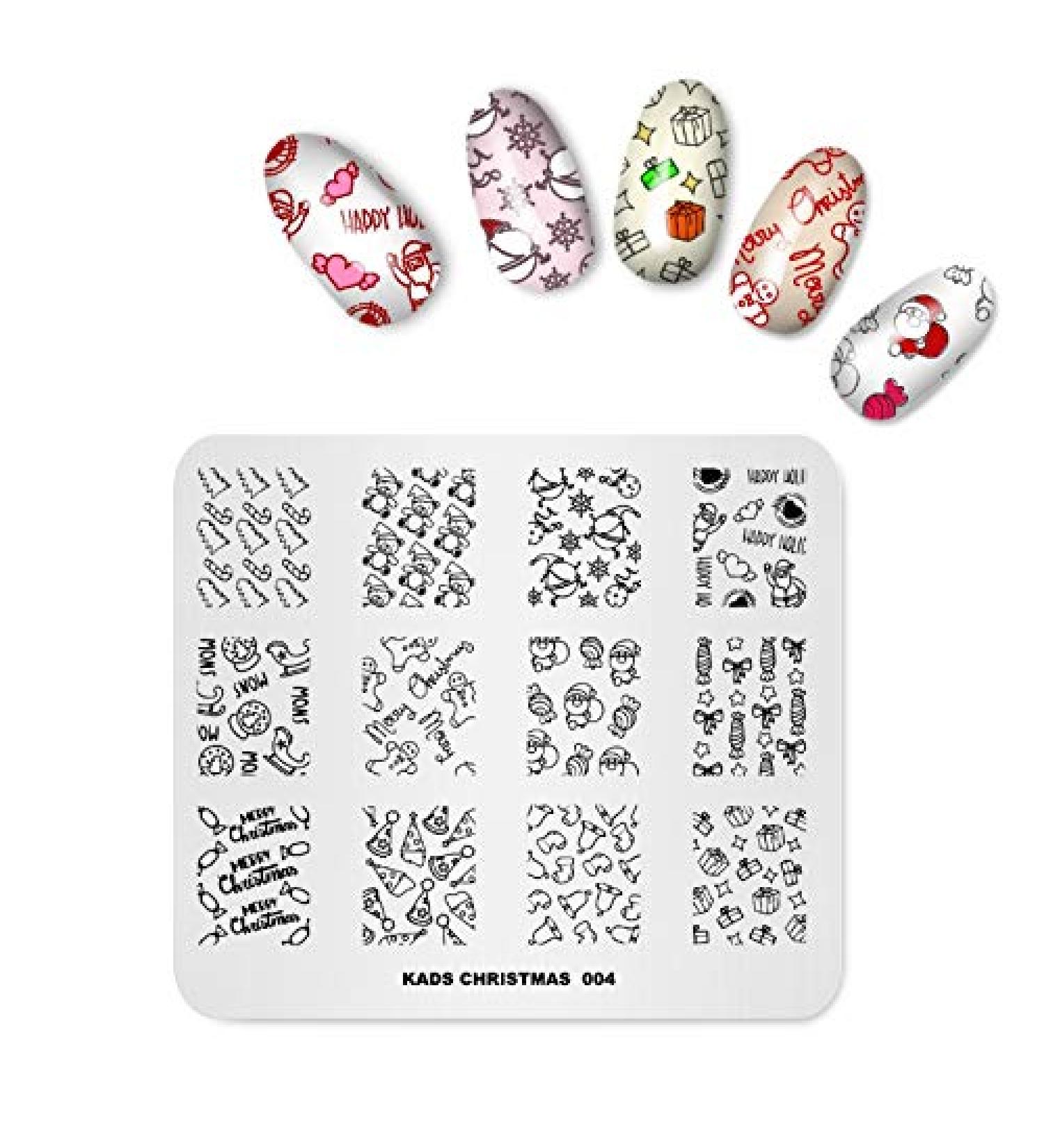 Christmas Theme Nail Art Stamping Plate - Gift Pattern Gingerbread Man Design - Manicure Print Tool CH004 - Buy Online on SooperMarket.com