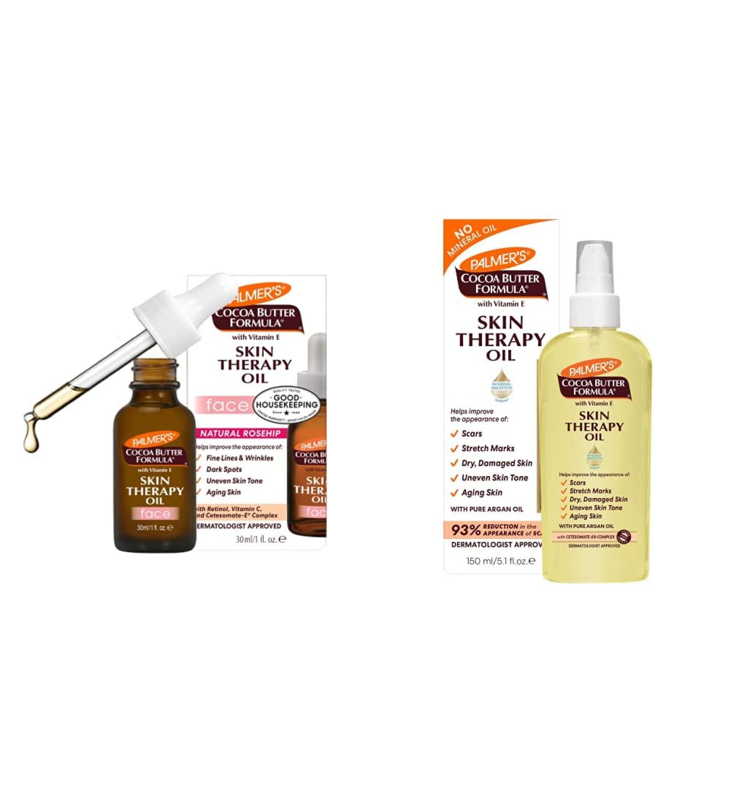 Palmers Cocoa Butter Facial Oil & Body Oil Set for Deep Moisturizing Therapy - 1oz Face Oil & 5.1oz Body Oil Blend - Buy Online on SooperMarket.com