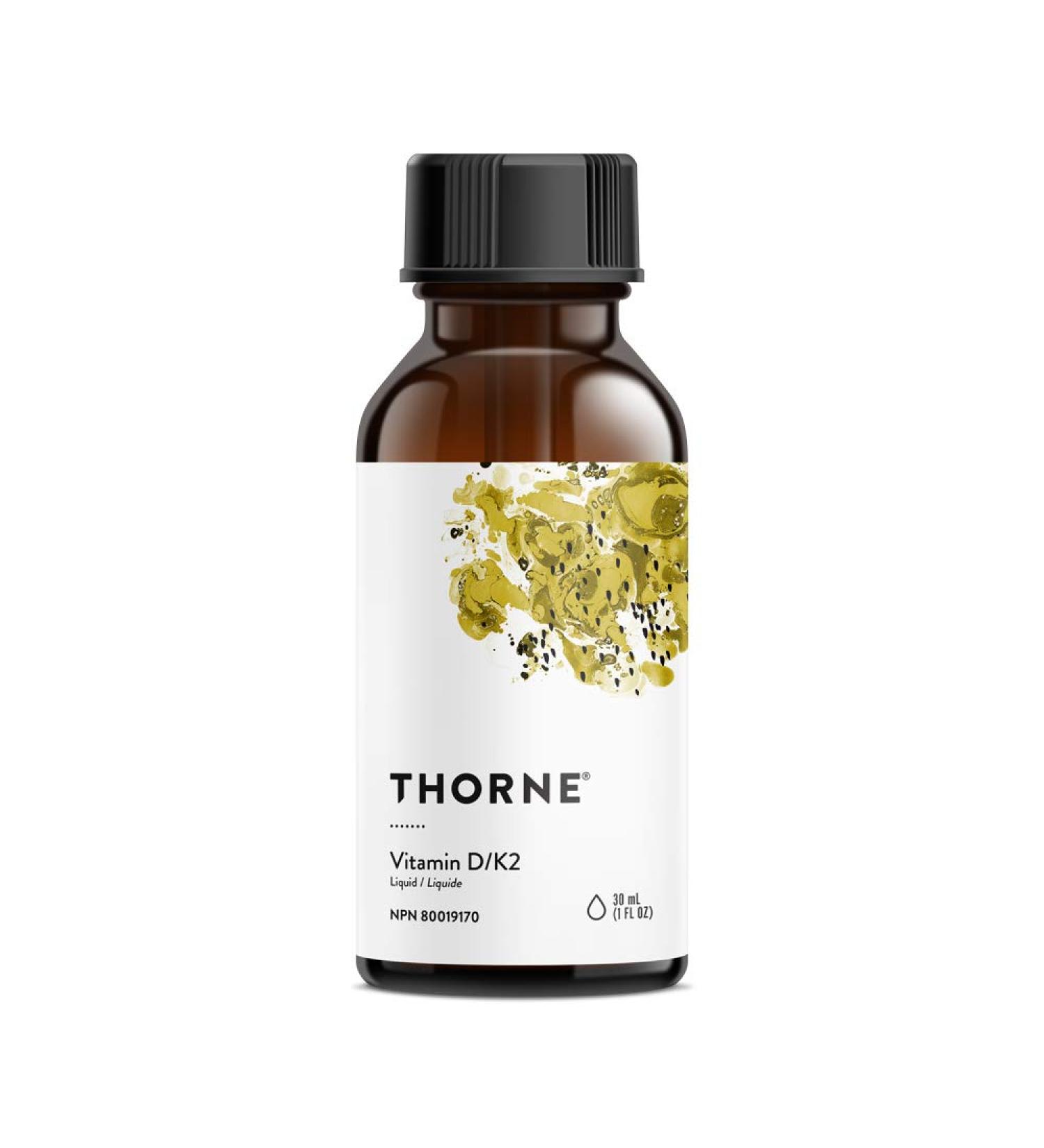 Thorne Vitamin D/K2 Liquid (Metered Dispenser) - Dietary Supplement with Vitamins D3 and K2 to Support Healthy Bones and Muscles - 1 Fluid Ounce (30 mL) - Buy Online on SooperMarket.com