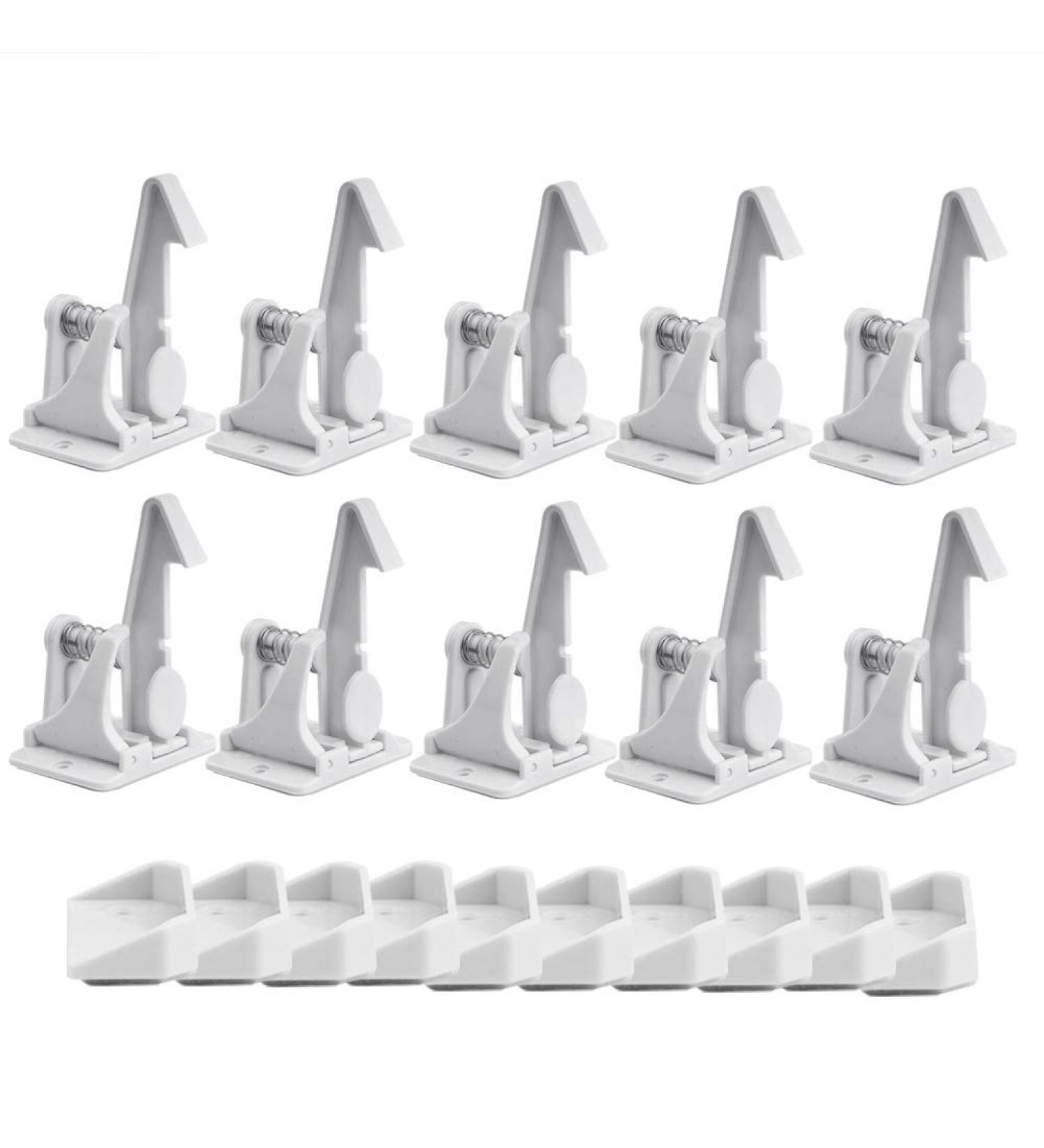 Surplex 10 Pack Child Safety Locks | Invisible Cabinet Protection for Drawers & Doors | No Drilling Easy Assembly - White - Buy Online on SooperMarket.com