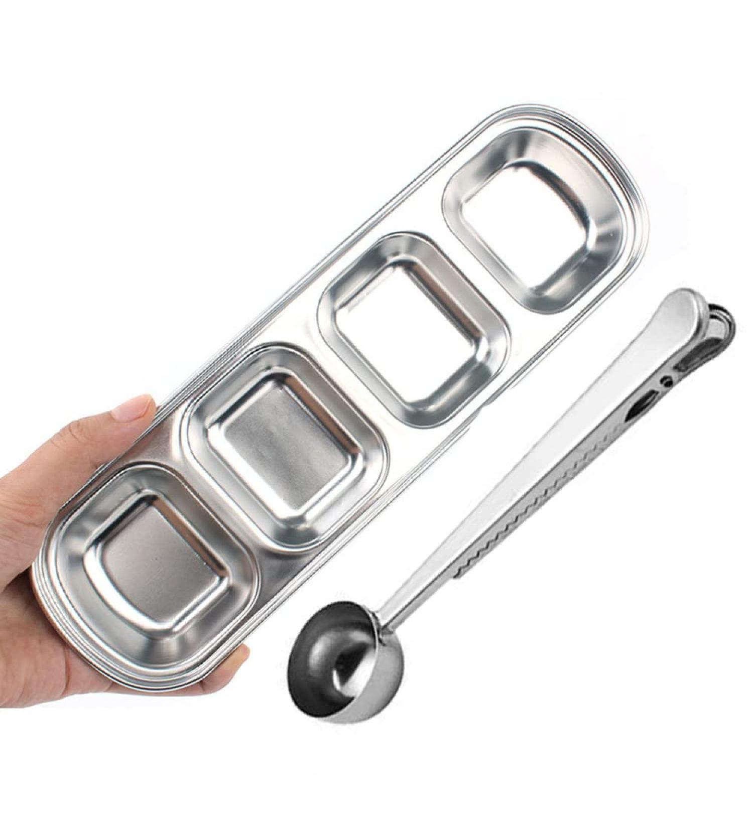 HanryDong Small Animal Stainless Steel Bowl 4 in 1 Hamster Feeder for Water and Food Cage Pet Small Dish for Rabbit/Guinea Pig/Hedgehog/Mice/Chinchilla/Kitten (4 in 1 bowl) - Buy Online on SooperMarket.com