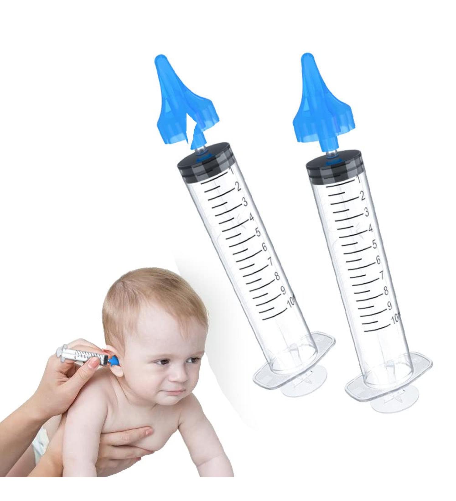 2pc Ear Cleaning Irrigation Kit | Ear Wax Removal Tool | Comfortable PP+Silica Gel | 10ML Syringe for Water Washing - Buy Online on SooperMarket.com