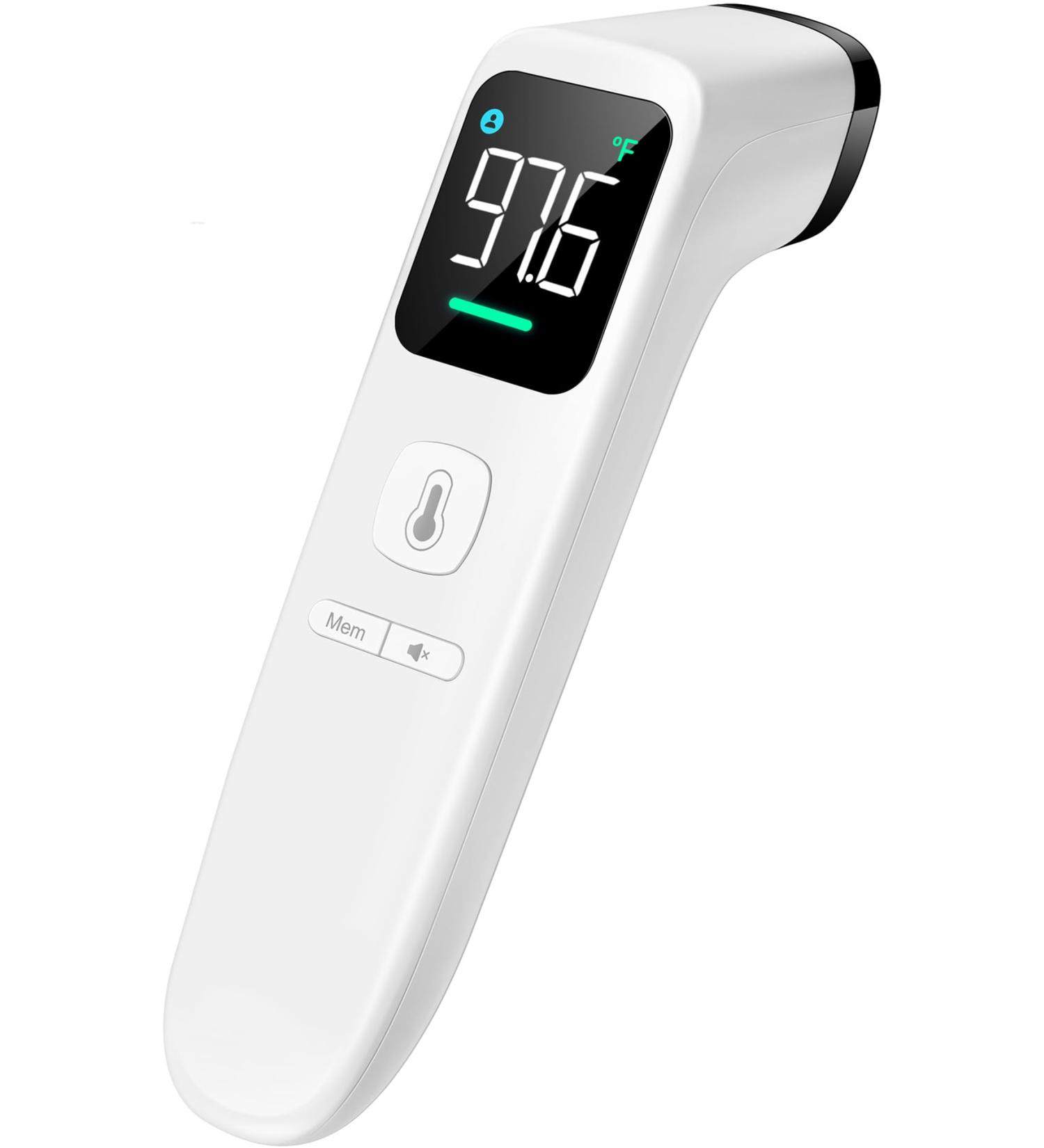 No-Touch Digital Forehead Thermometer for Adults and Kids - High Accuracy, Ultra Clear LED Screen, Fever Alarm - White - Buy Online on SooperMarket.com