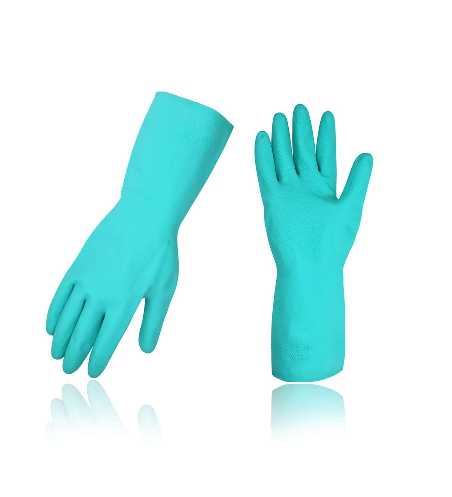 VGO 10 Pairs Reusable Household Gloves - Nitrile Latex-Free Waterproof Kitchen & Gardening Gloves (L Green) - Durable Dishwashing & Cleaning Gloves - Buy Online on SooperMarket.com